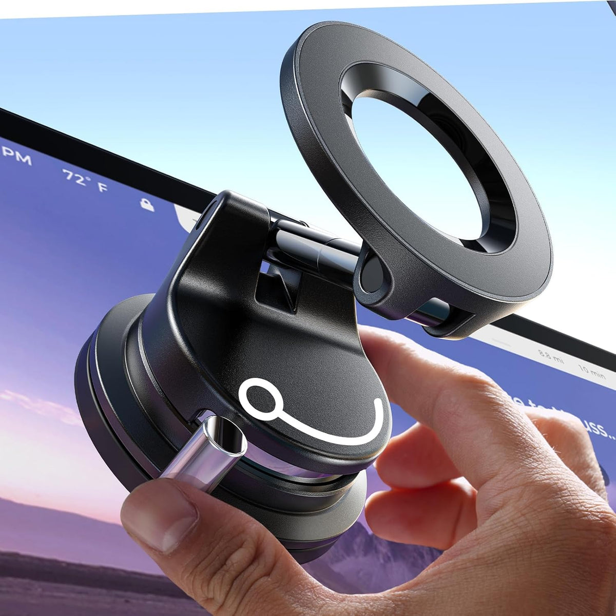 LISEN for Magsafe Car Mount |3800gf Strong Magnet+22xN55| Magnetic Phone Holder for Car Phone Holder Magnetic Vacuum Mobile Magnet Phone Holder iPhone Car Phone Mount for iPhone 18-12,Black