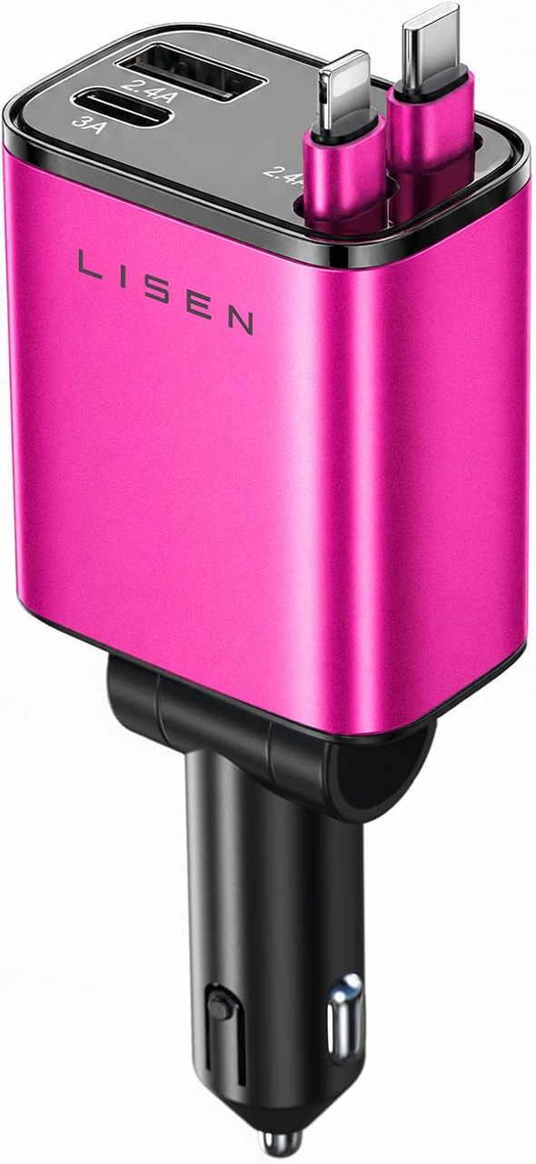LISEN 実用的プレゼント人気 女性・男性・お中元・敬老の日にも最適です 車 充電器巻き取り【PD45W急速充電・最小4in1設計】シガーソケット
