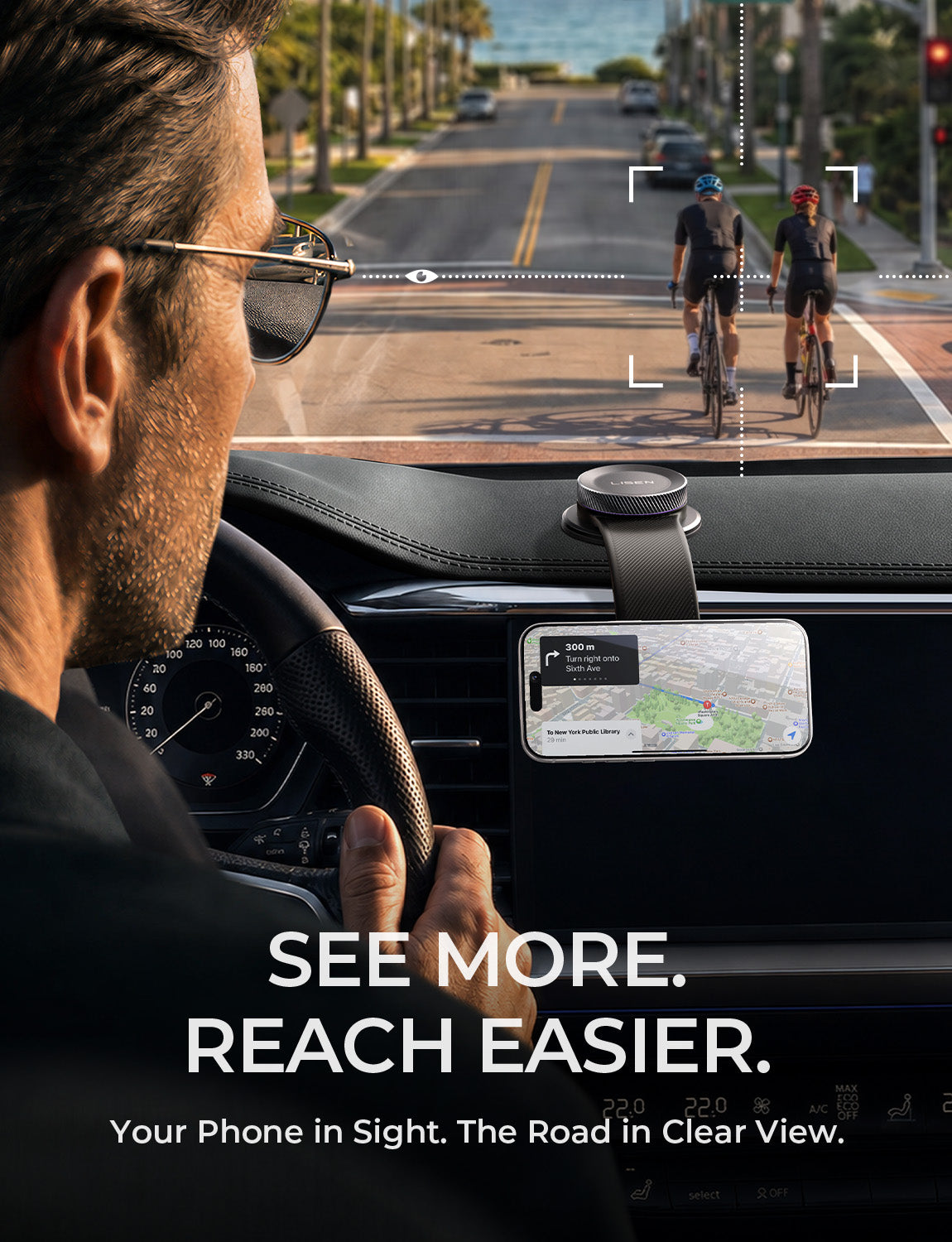 LISEN for MagSafe Car Mount, Magnetic Phone Holder for Car, Vacuum Suction Cup Phone Mount, Magnetic Car Phone Mount 24 Strong Magnets, 360ยฐ Adjustable Memory Alloy Bendable Arm for iPhone 17 Pro Max