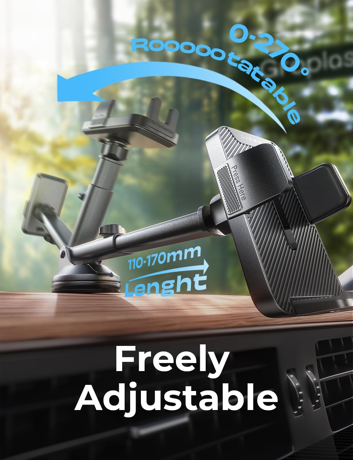 LISEN for iPhone 17 Car Phone Holder Mount, 2-in-1 Suction Cup Phone Mount for Car Dashboard Windshield and Air Vent Cell Phone Holder, Truck Phone Holder for iPhone 16 Pro Max Air 15 14 13 Plus Mini
