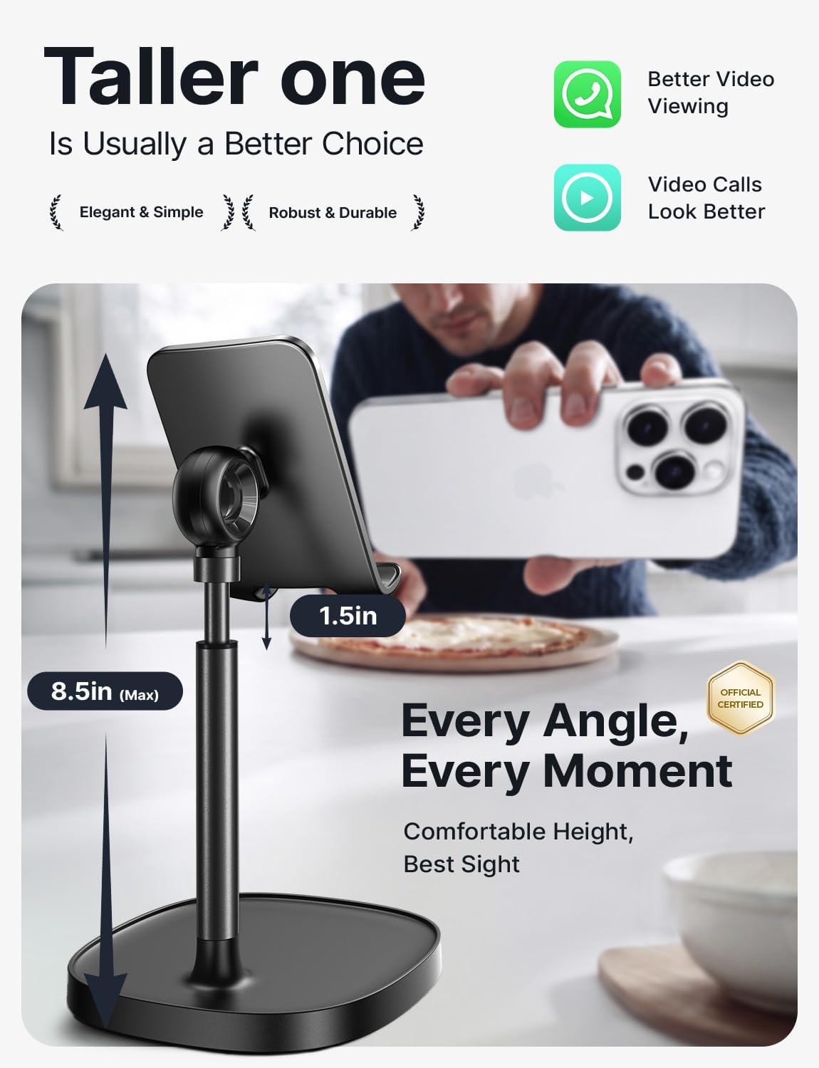 LISEN Cell Phone Stand Phone Holder for Desk, Work From Home Essentials Men
