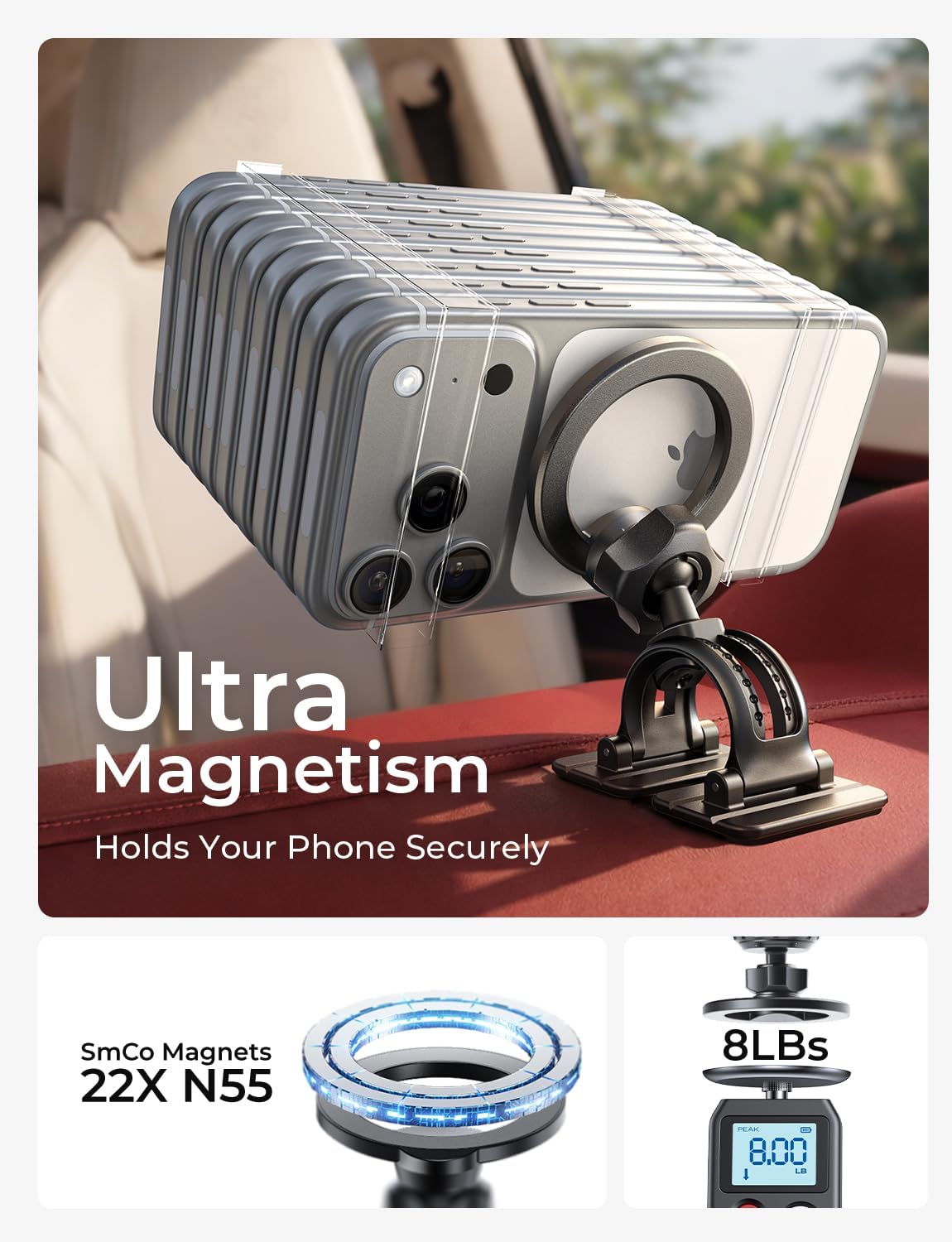 LISEN for iPhone 18 Pro Max Car Mount Holder Magnets Magnetic for MagSafe Car Mount Vent Dashboard Magnet Cell Phone Holder Mounts Car Accessories fit iPhone 18 Pro Max 17 16 15 14 13 12 Purple