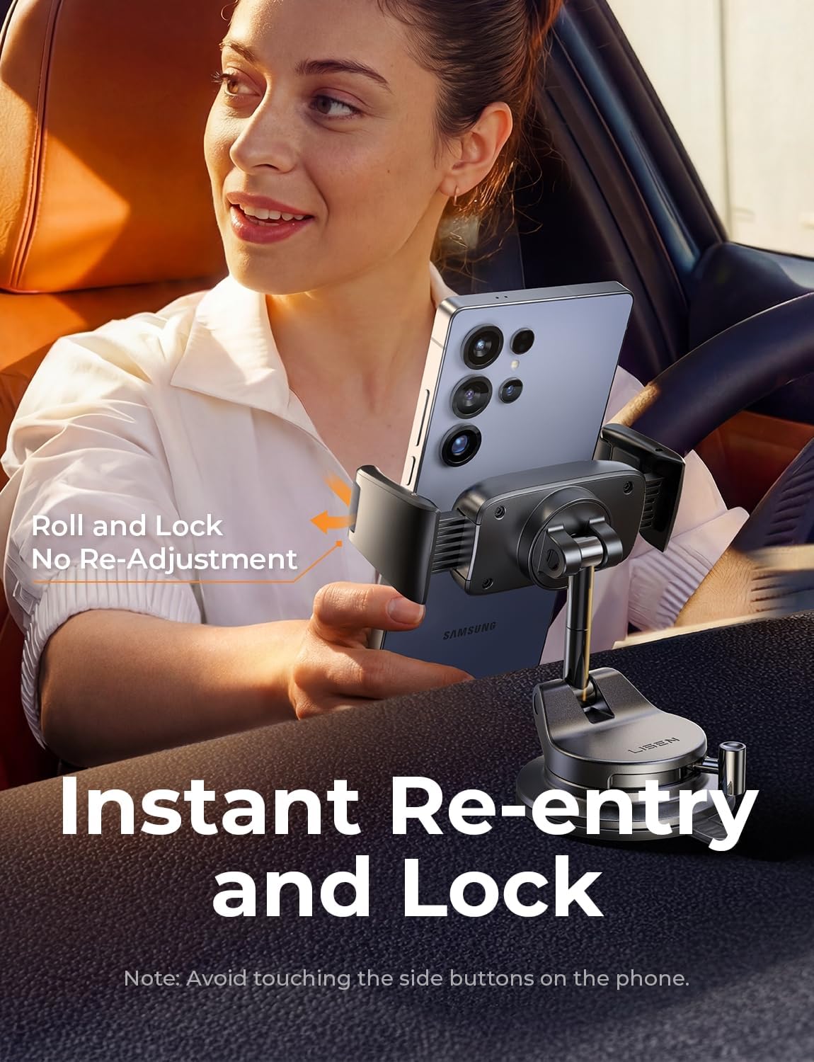 LISEN Suction Phone Mount for Car,Auto-Adjusting Phone Holder