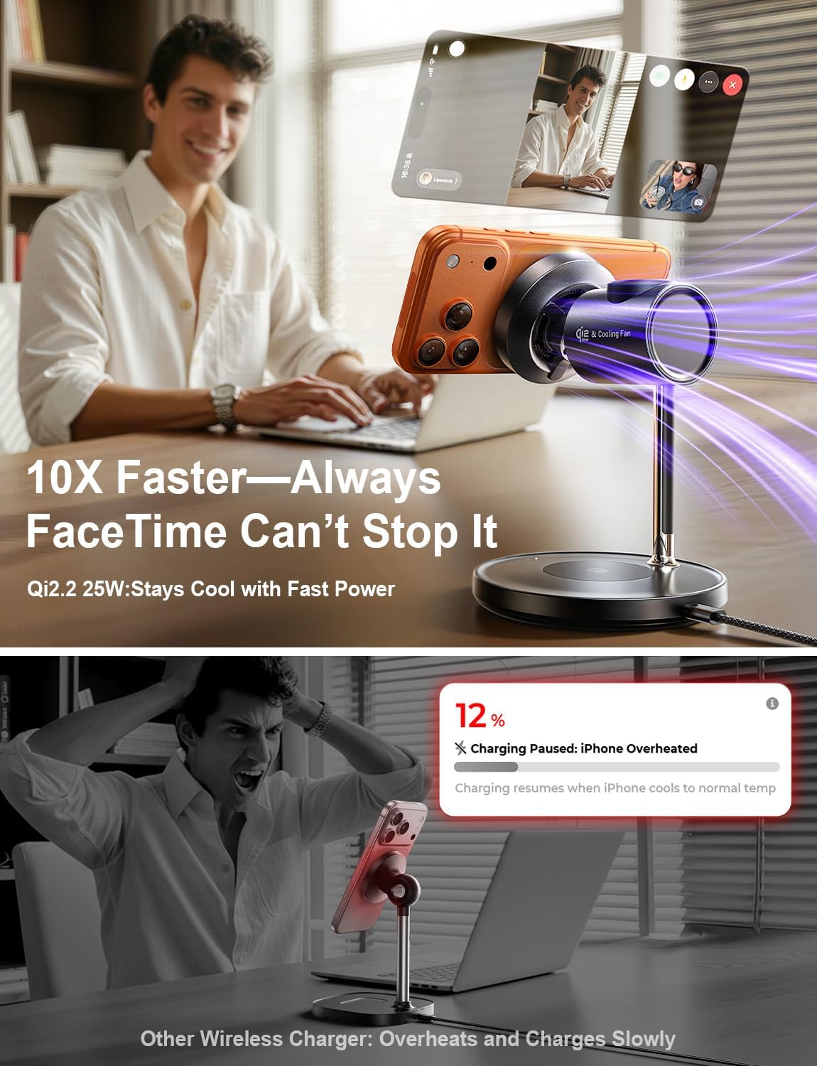 LISEN 3-in-1 Qi2.2 MagSafe Charging Stand with Cooling Fan