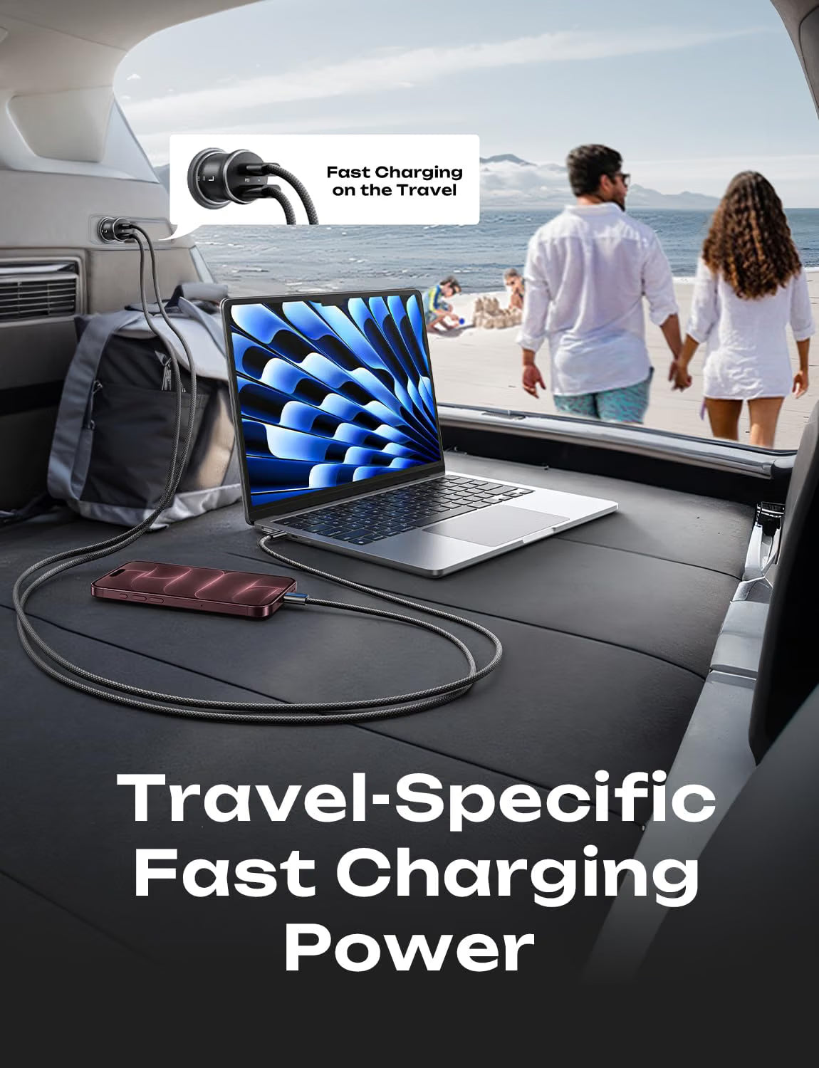 LISEN 90W USB C Car Phone Charger Fast Charge 12V Car Type-C Adapter PD45W