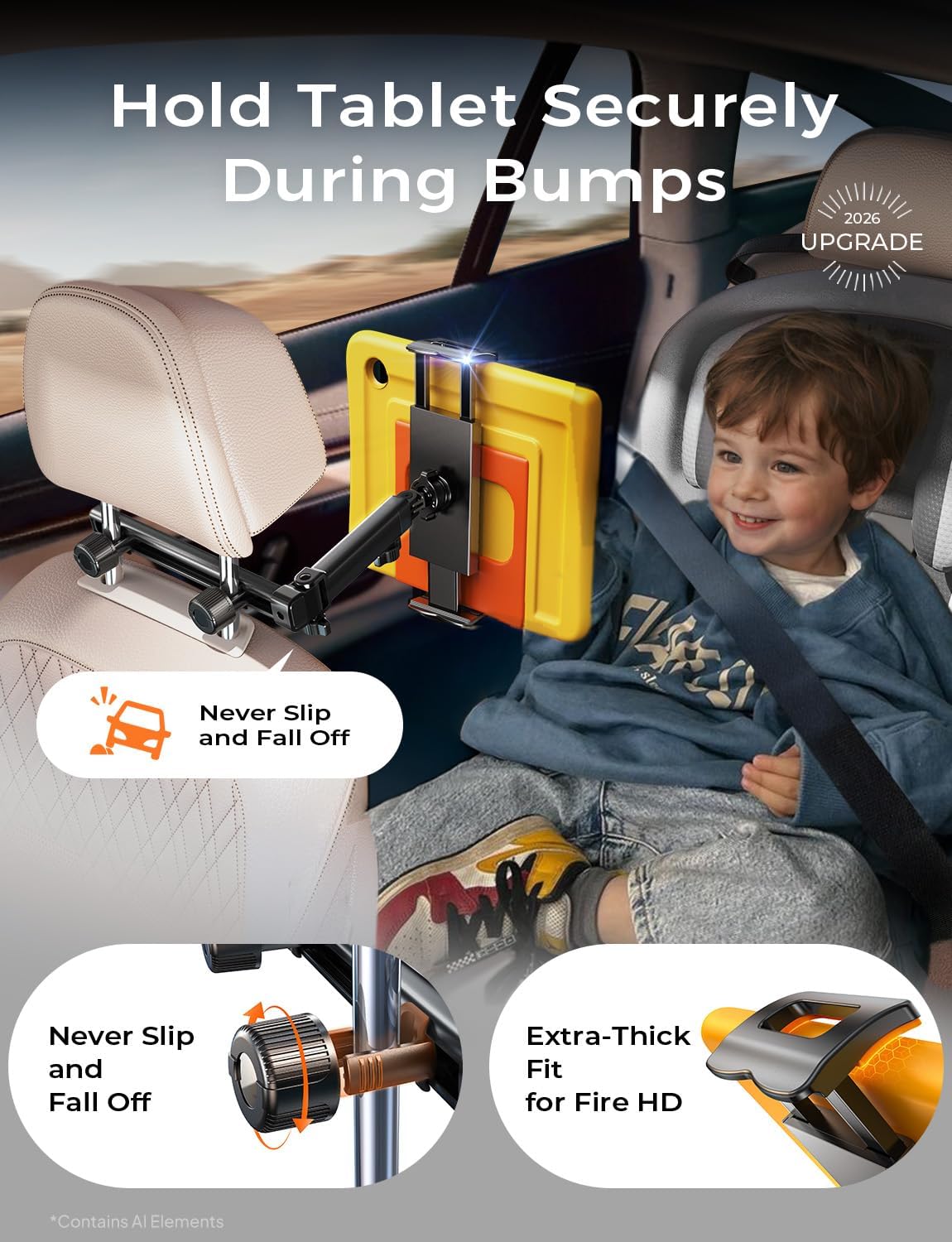 LISEN iPad Holder for Car Mount, Tablet Holder Car Headrest Kids Travel