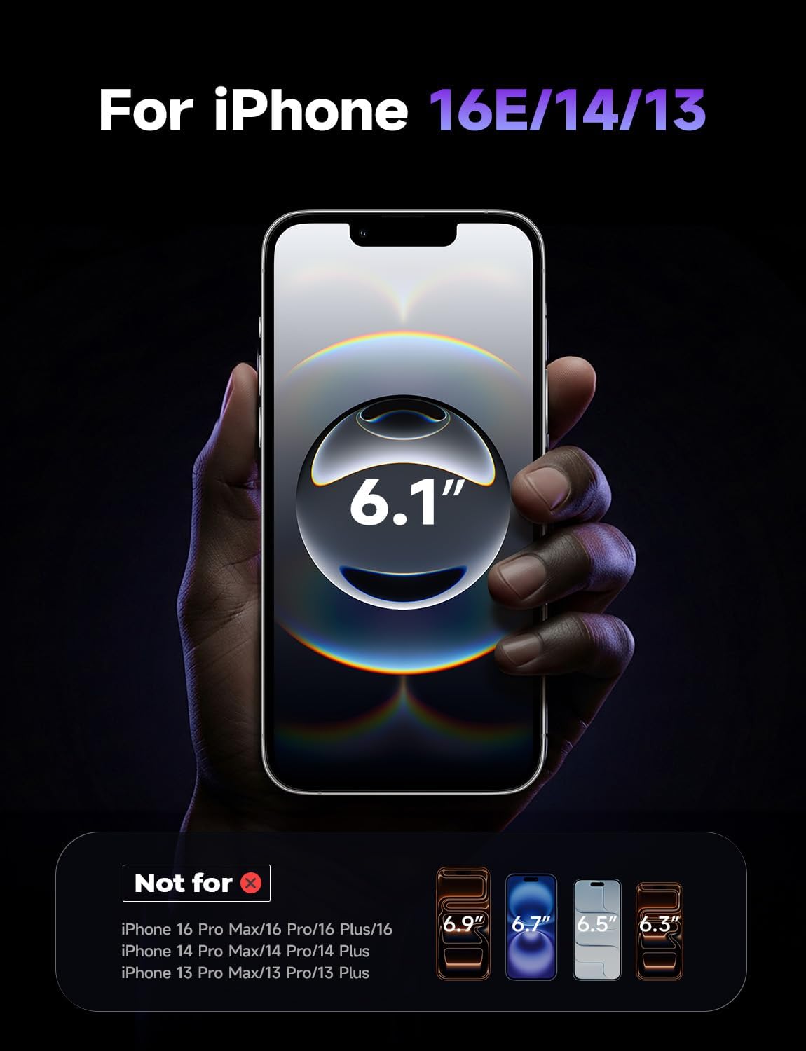 LISEN iPhone 16E / iPhone 14 / iPhone 13 スクリーンプロテクター 2枚パック