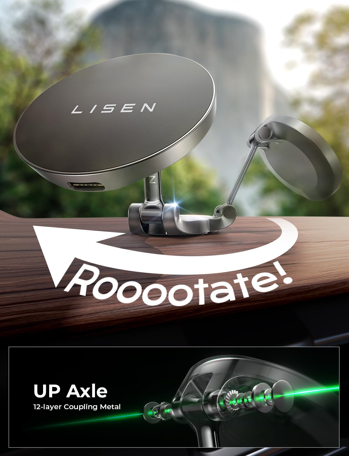 LISEN for Magsafe Car Charger Dashboard,360° Rotatable Mag Safe Charger Car Mount