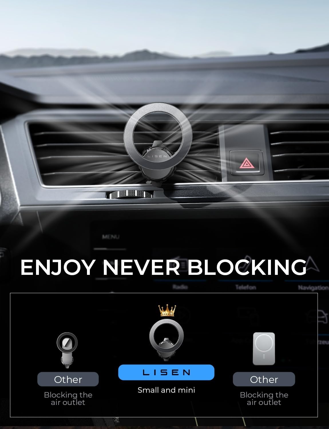 LISEN 2 Pack MagSafe Car Mount Air Vent Phone Holder