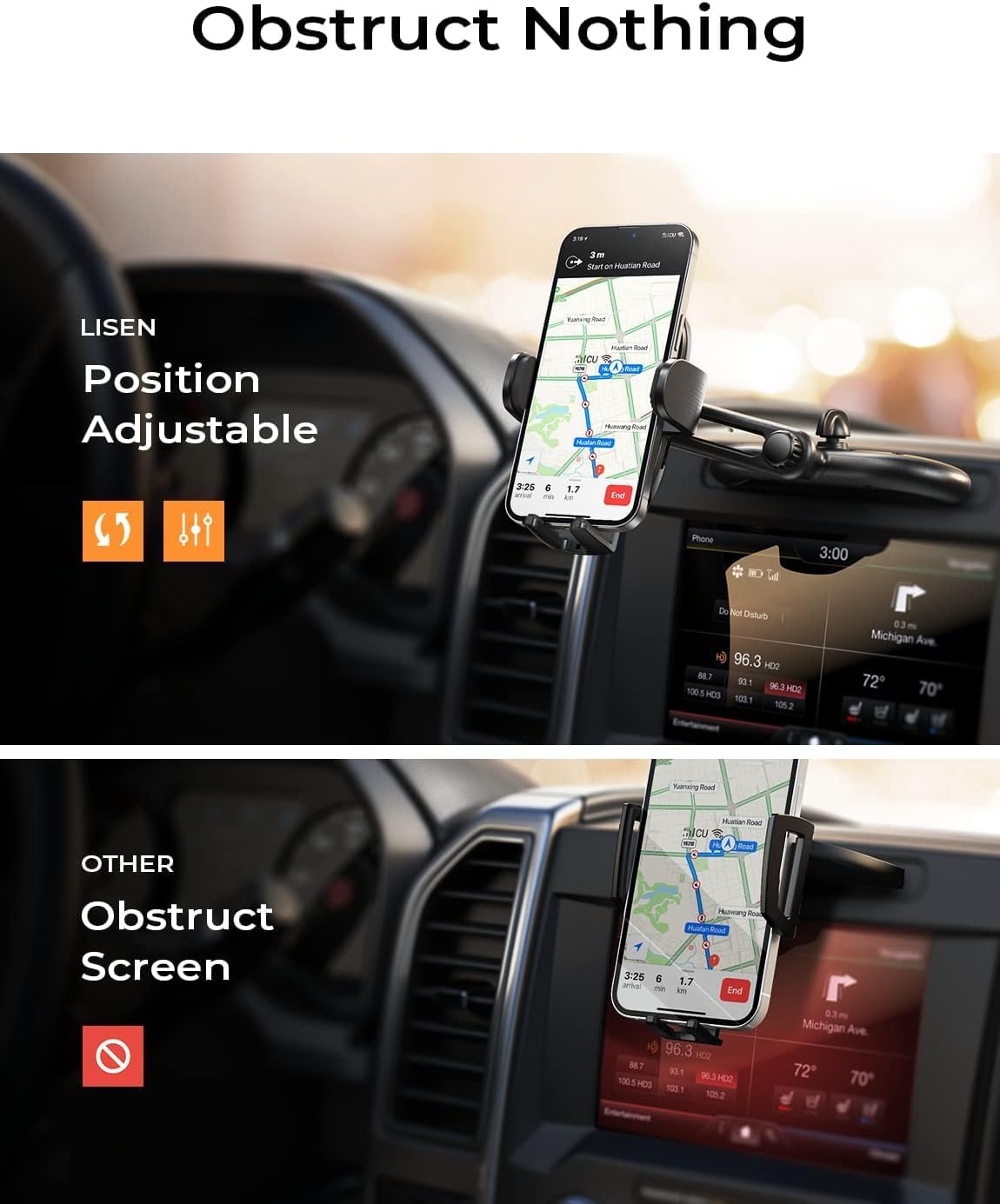 LISEN CD Phone Holder for Car iPhone 17 Adjustable