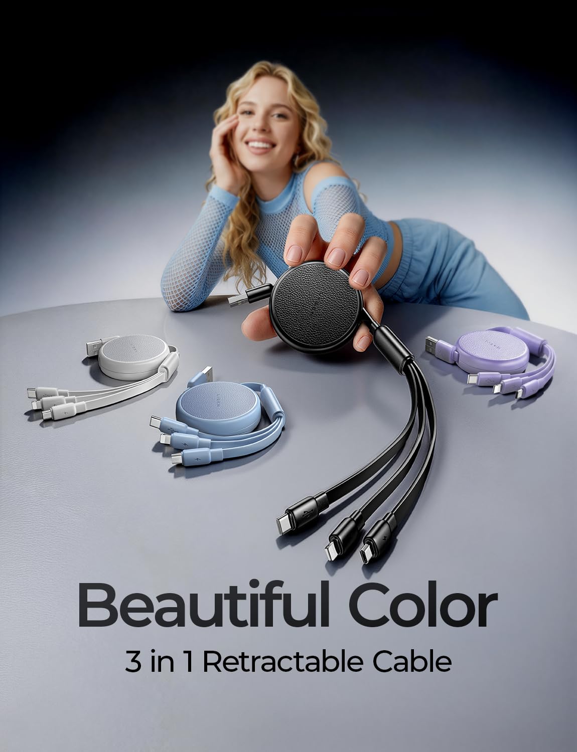 LISEN Multi 3 in 1 Retractable Charging Cable