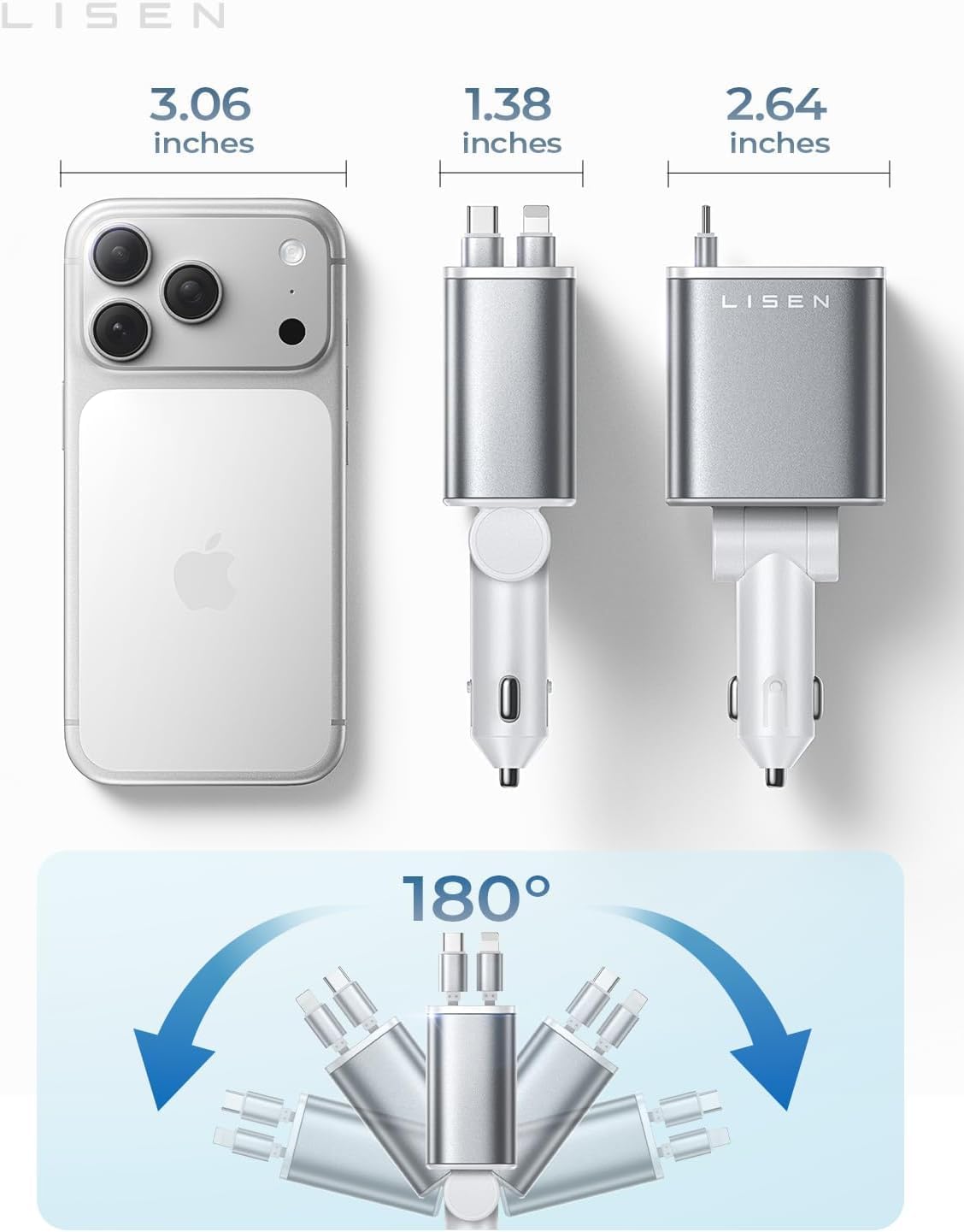LISEN einziehbares Kfz-Ladegerät für iPhone