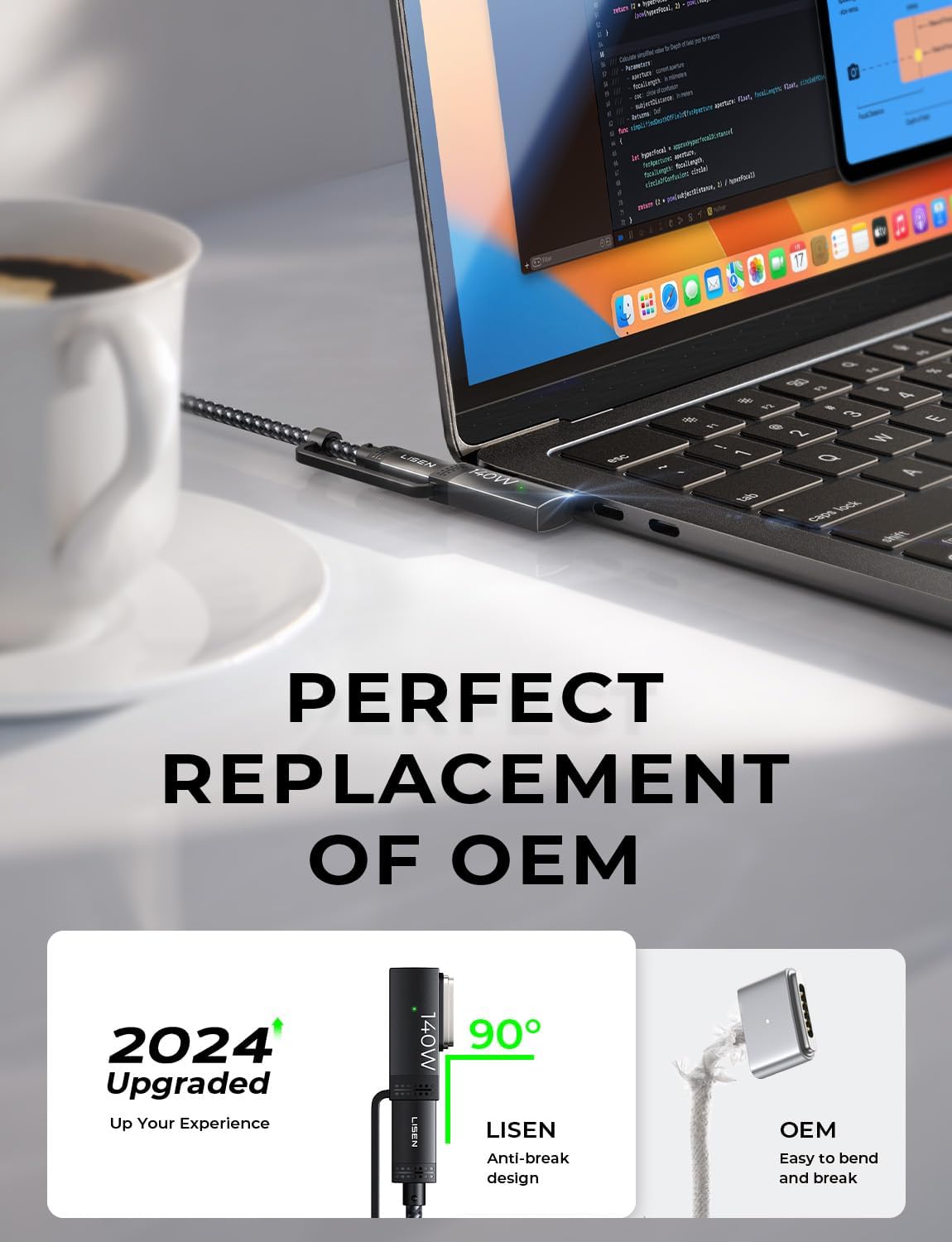 LISEN 140W USB-C - マグネティック3ケーブル