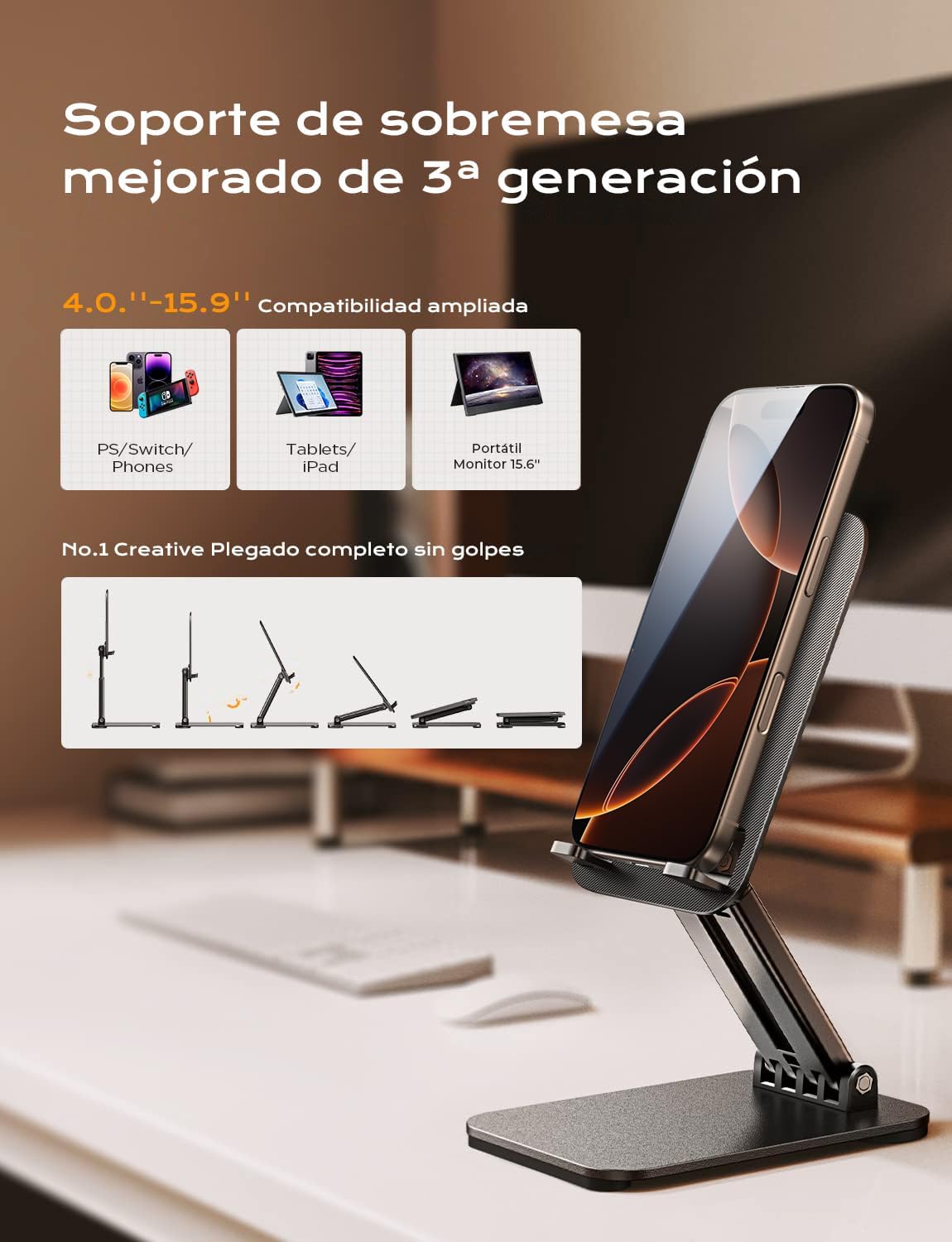 LISEN Soporte para iPad Tablet Totalmente Metálico, Universal Multiángulo Ajustable