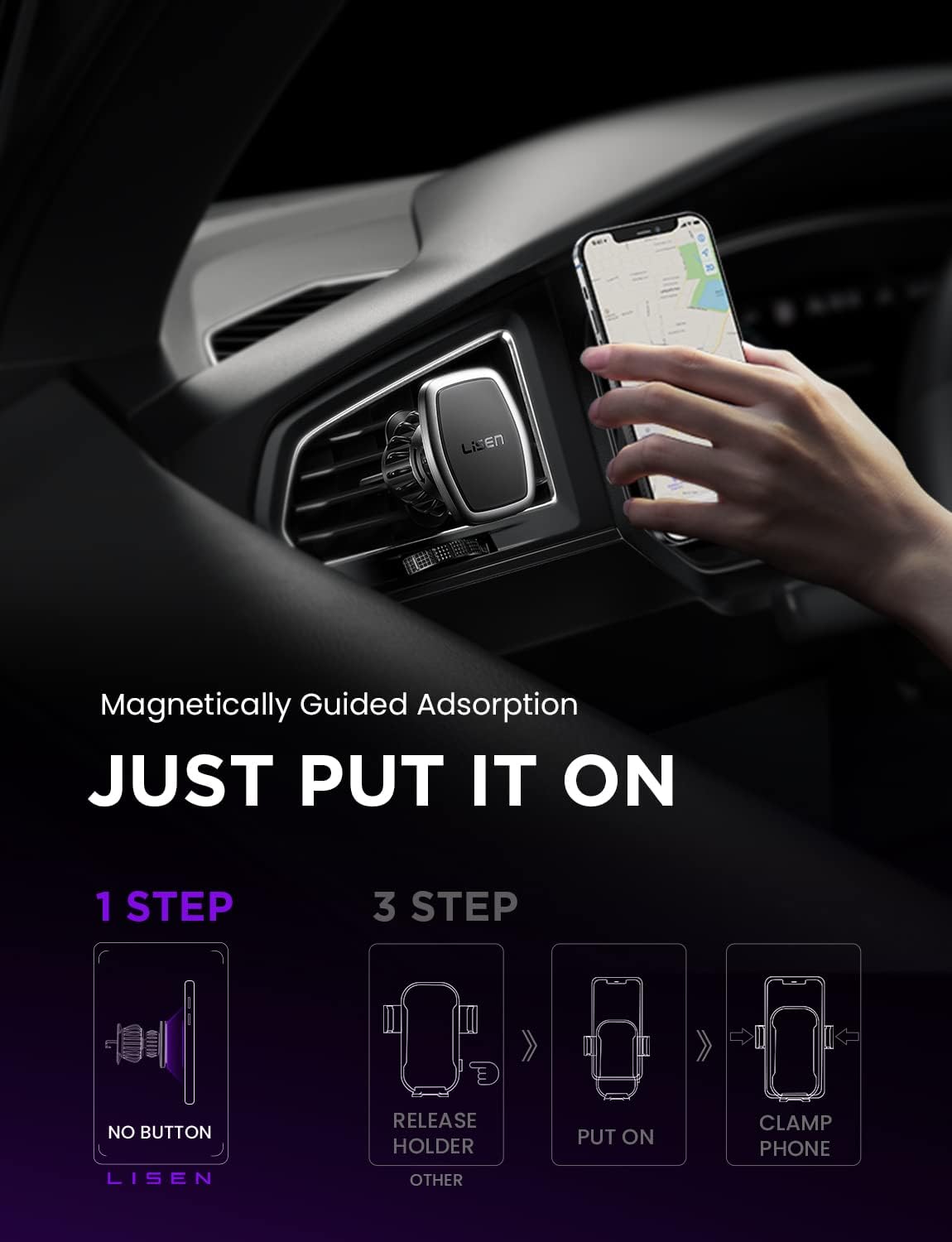 LISEN Magnetic Car Phone Holder for Air Vent