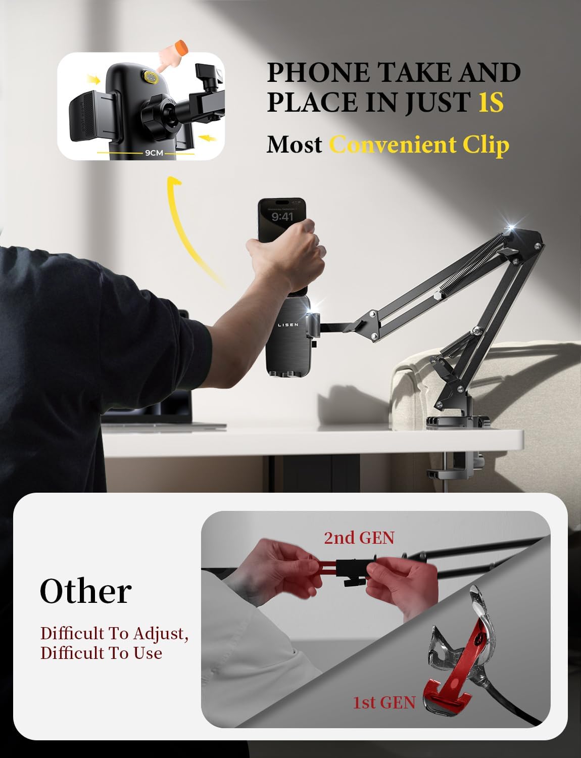 LISEN Gooseneck Phone Holder for Bed Desk