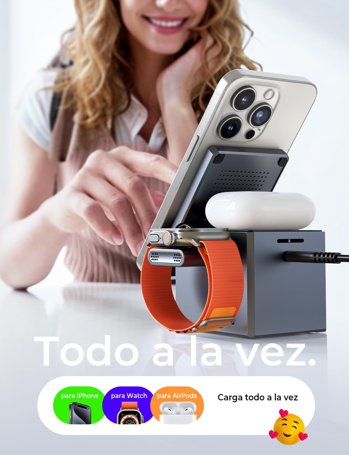 LISEN QI2 3 en 1 Cargador Inalámbrico Plegable Magnética