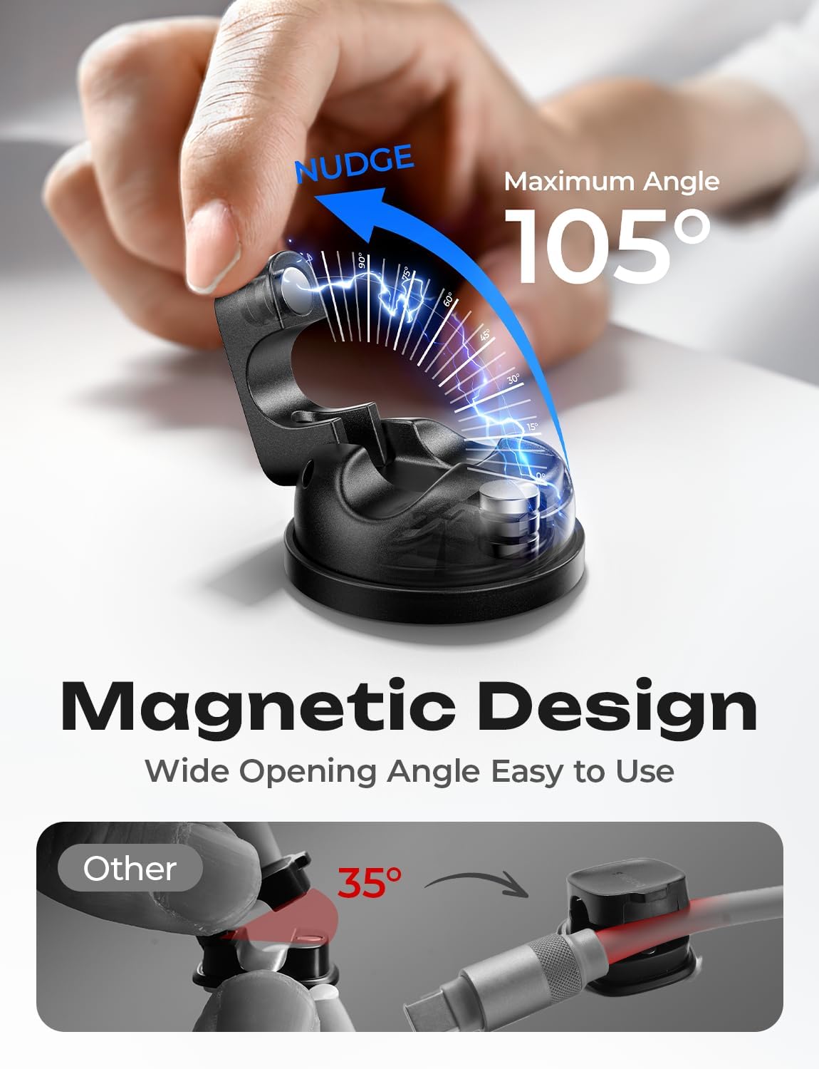 6-Pack Rotatable Cord Holder for Nightstand, LISEN 360°Rotating Magnetic Clips