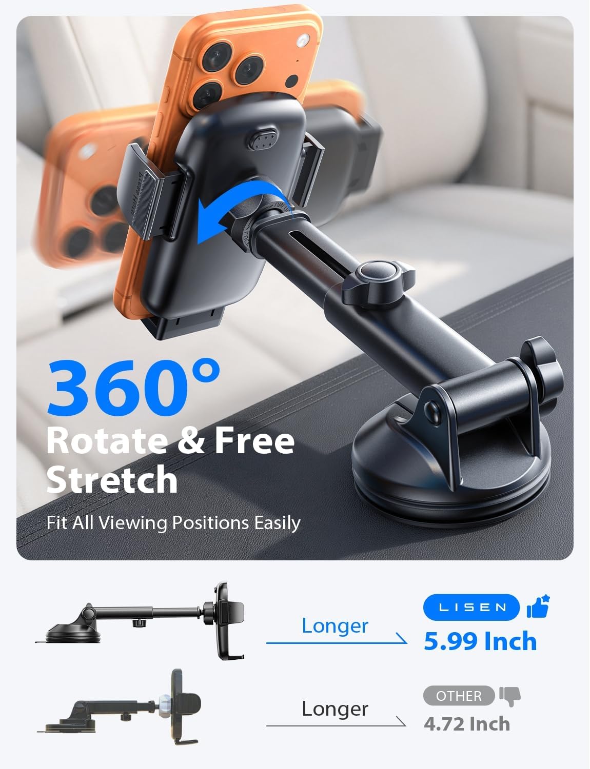 LISEN Car Phone Holder, Mobile Dashboard Car Phone Holder Air Vent