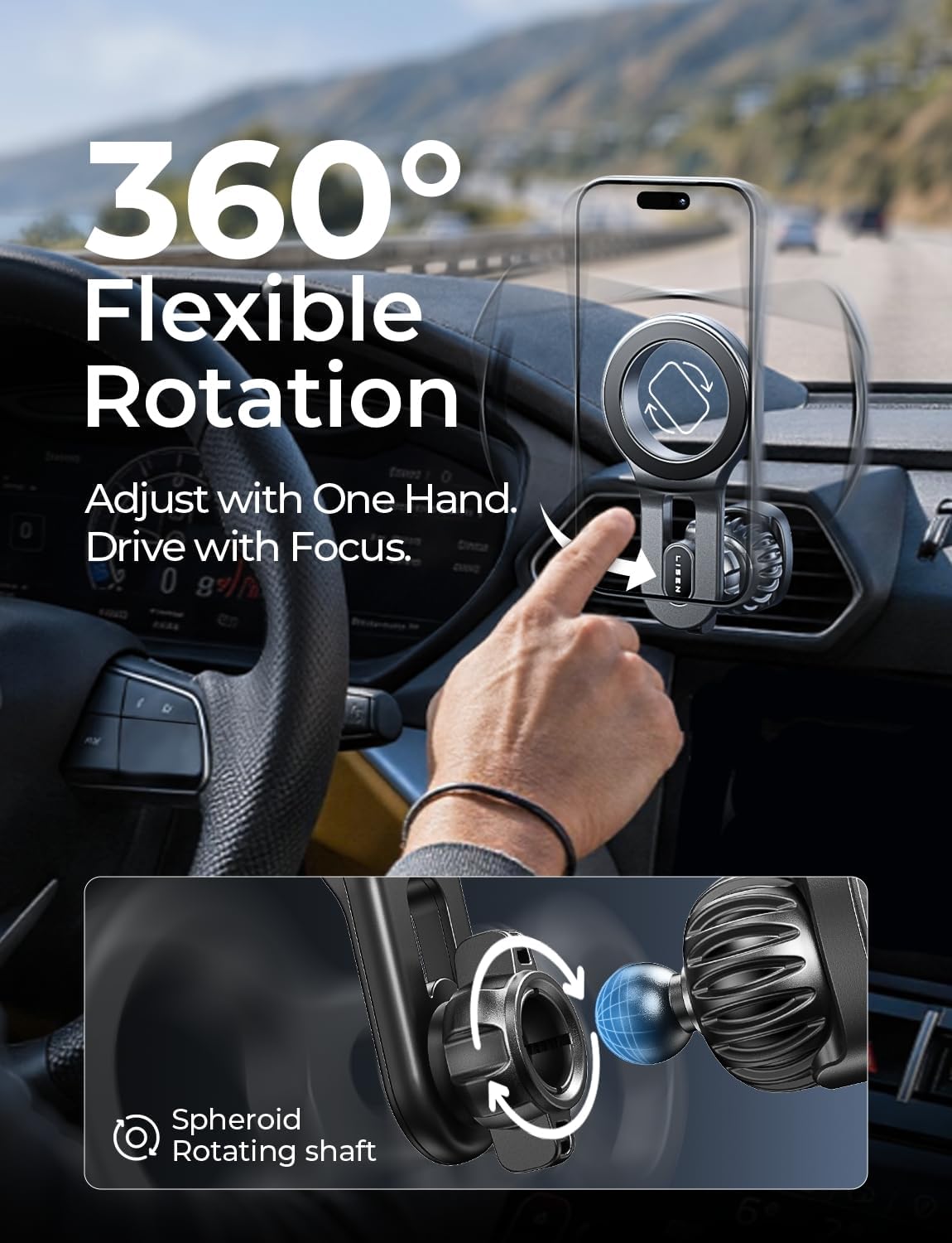 LISEN for iPhone 18 Car Mount, MagSafe Car Mount, Magnetic Phone Holder for Car Vent Phone Mount, Magnetic Car Phone Holder iPhone Car Mount, Air Vent Car Phone Mount Gifts for iPhone 18 17 16, Blue