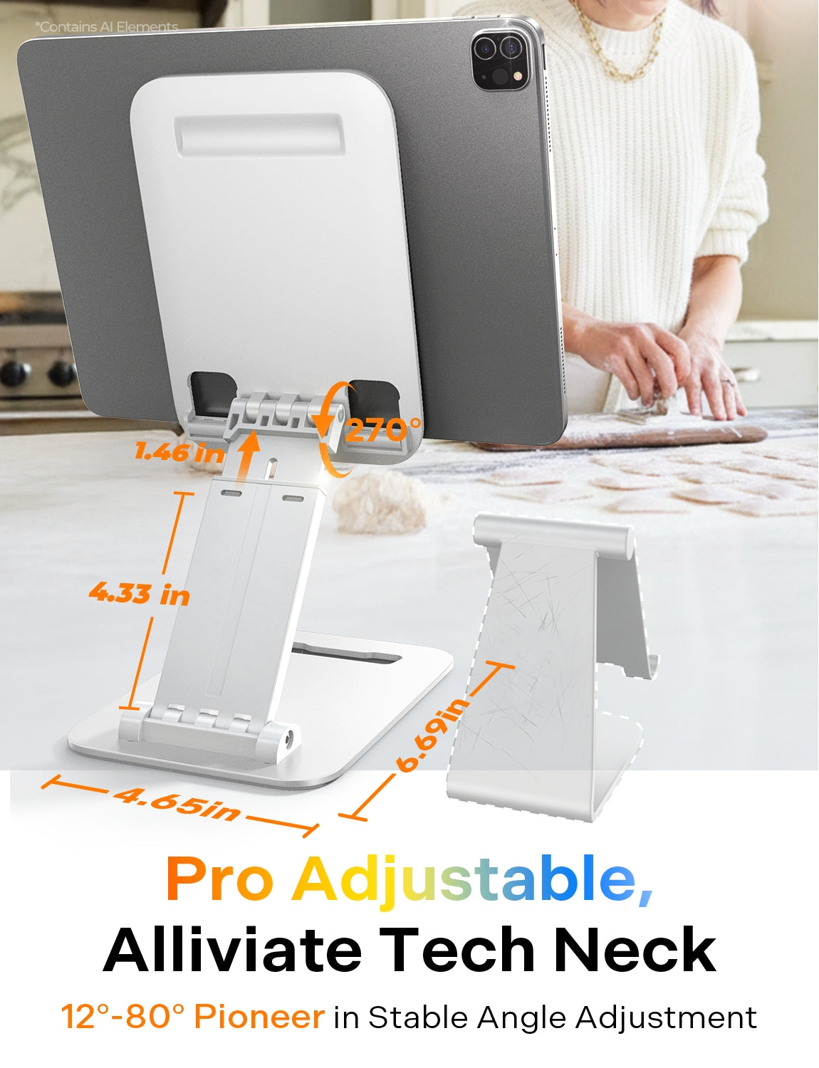 LISEN for iPad Stand Adjustable Tablet Holder Desk, iPad Accessories White