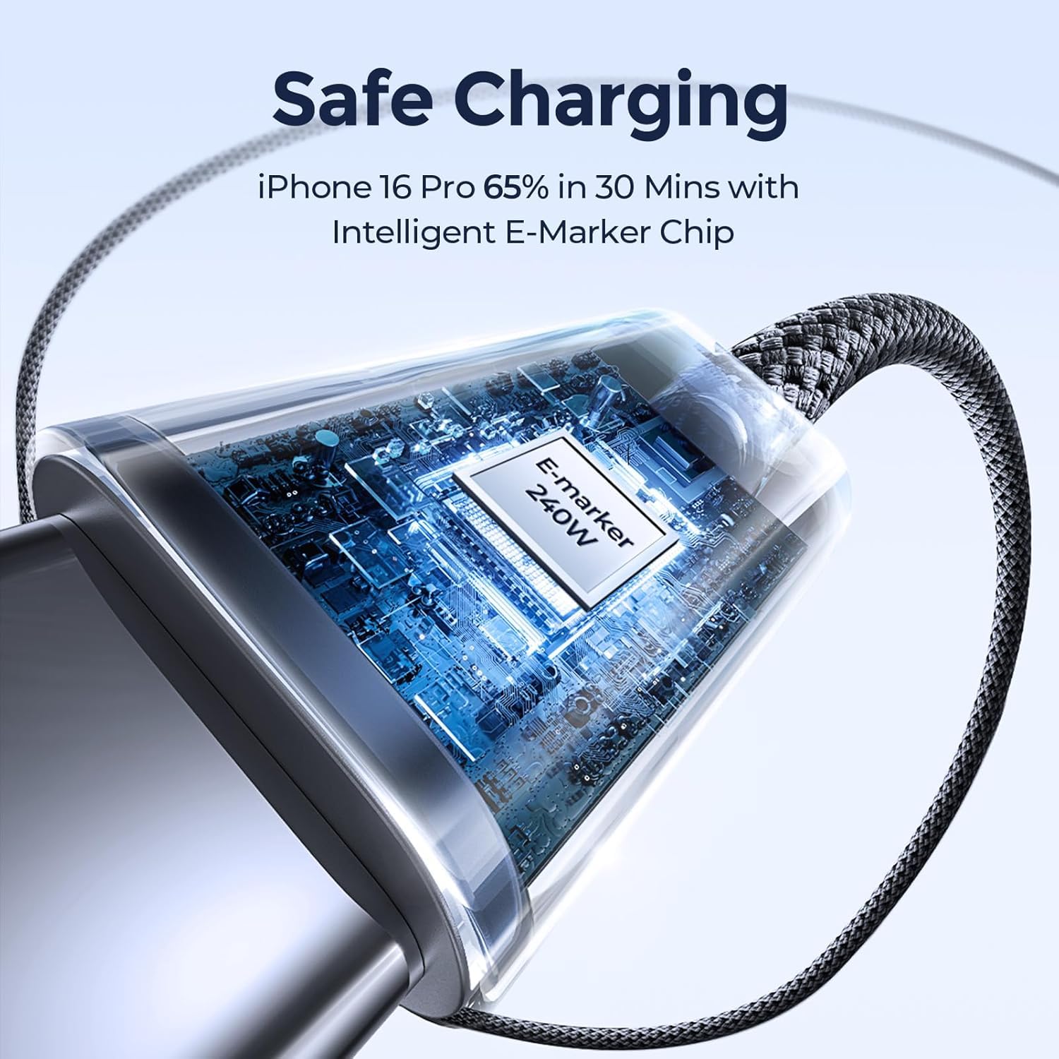 LISEN 2 Pack 240W USB C to USB C Cable 0.5M Charger Cable Black