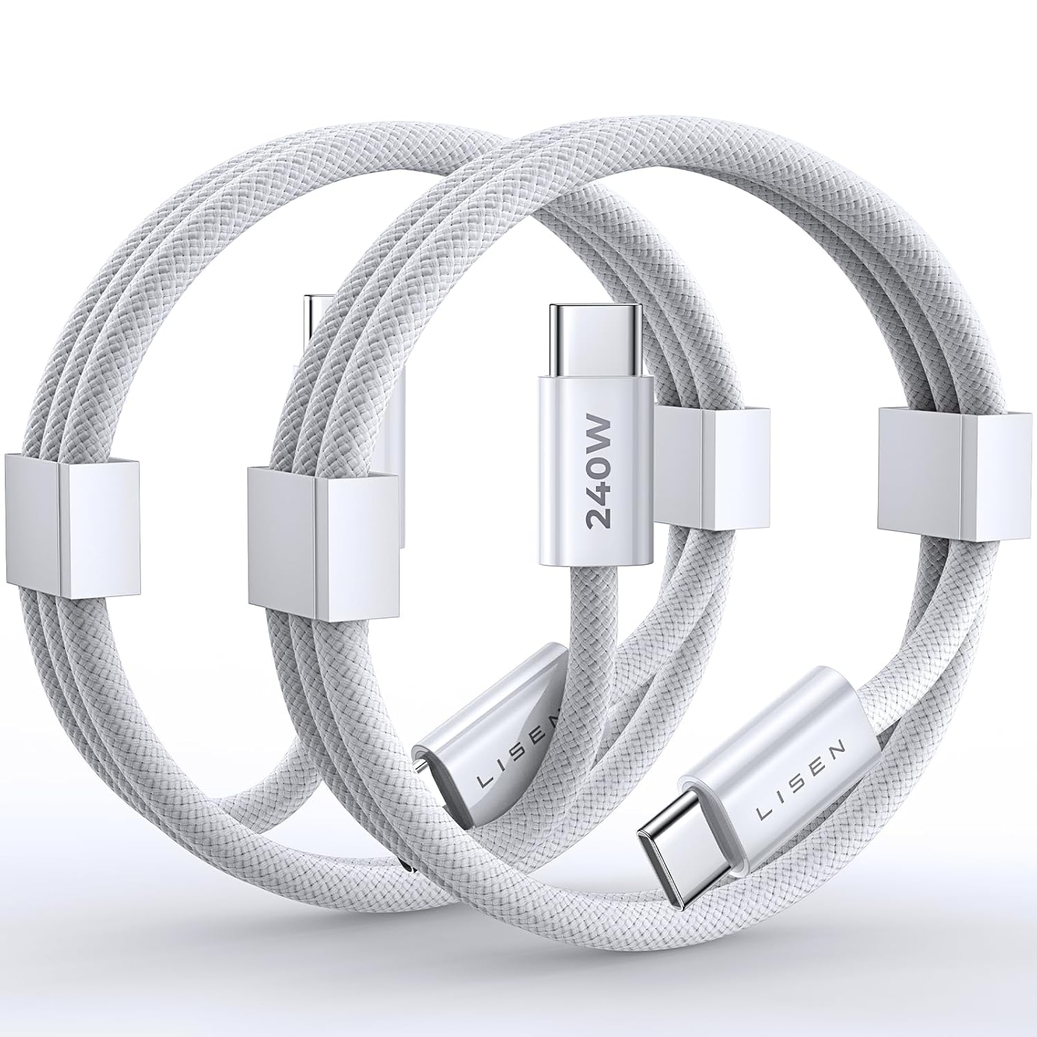 LISEN 2 Pack 240W USB C to USB C Cable 1M Charger Cable White