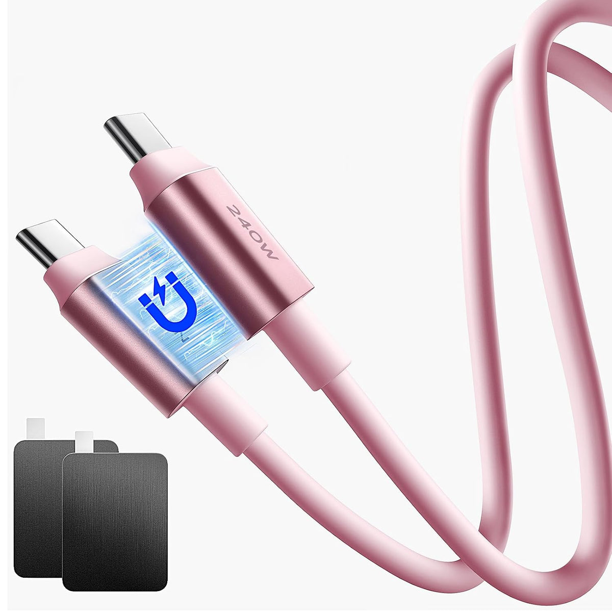 LISEN 240W Magnetic USB C Cable Fast Charging (2 Pack 5FT)