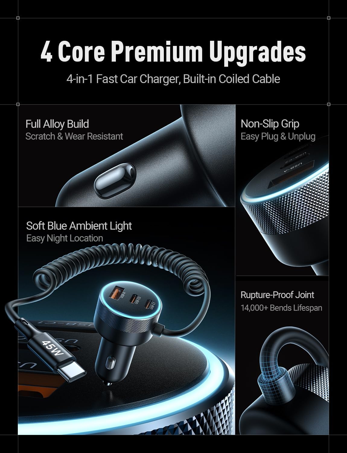 LISEN 90W for iPhone 17 16 15 Pro Max Car Charger USB C Fast Charge
