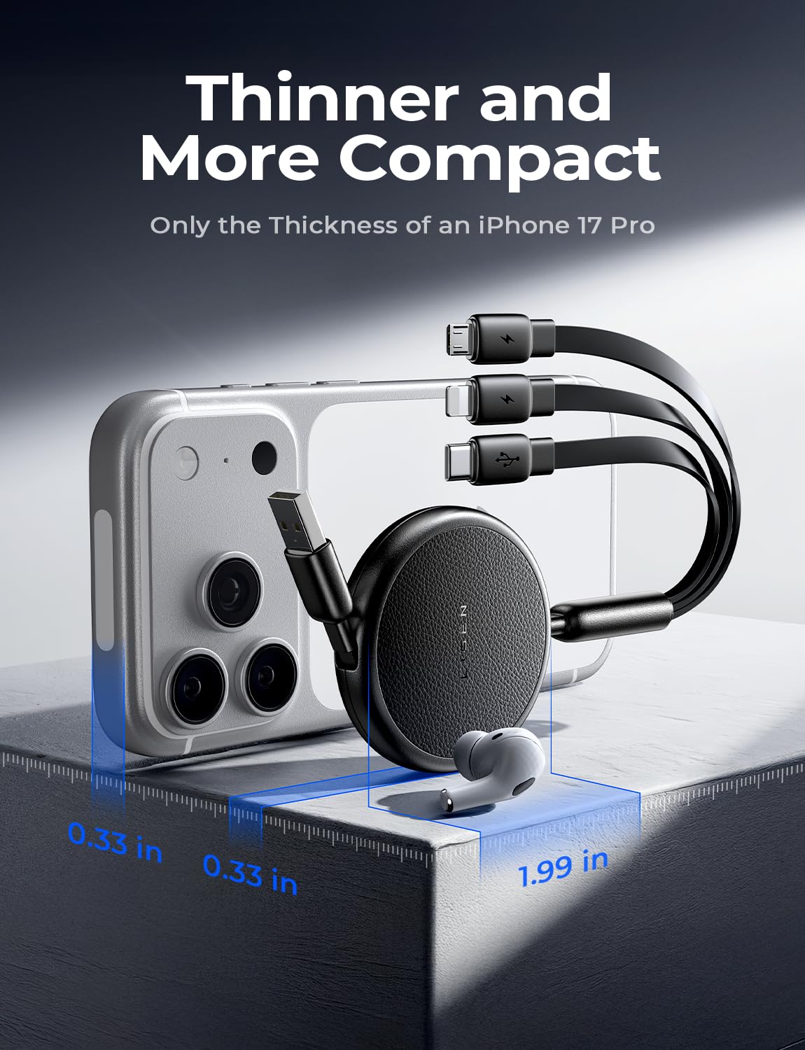 LISEN Multi 3 in 1 Retractable Charging Cable