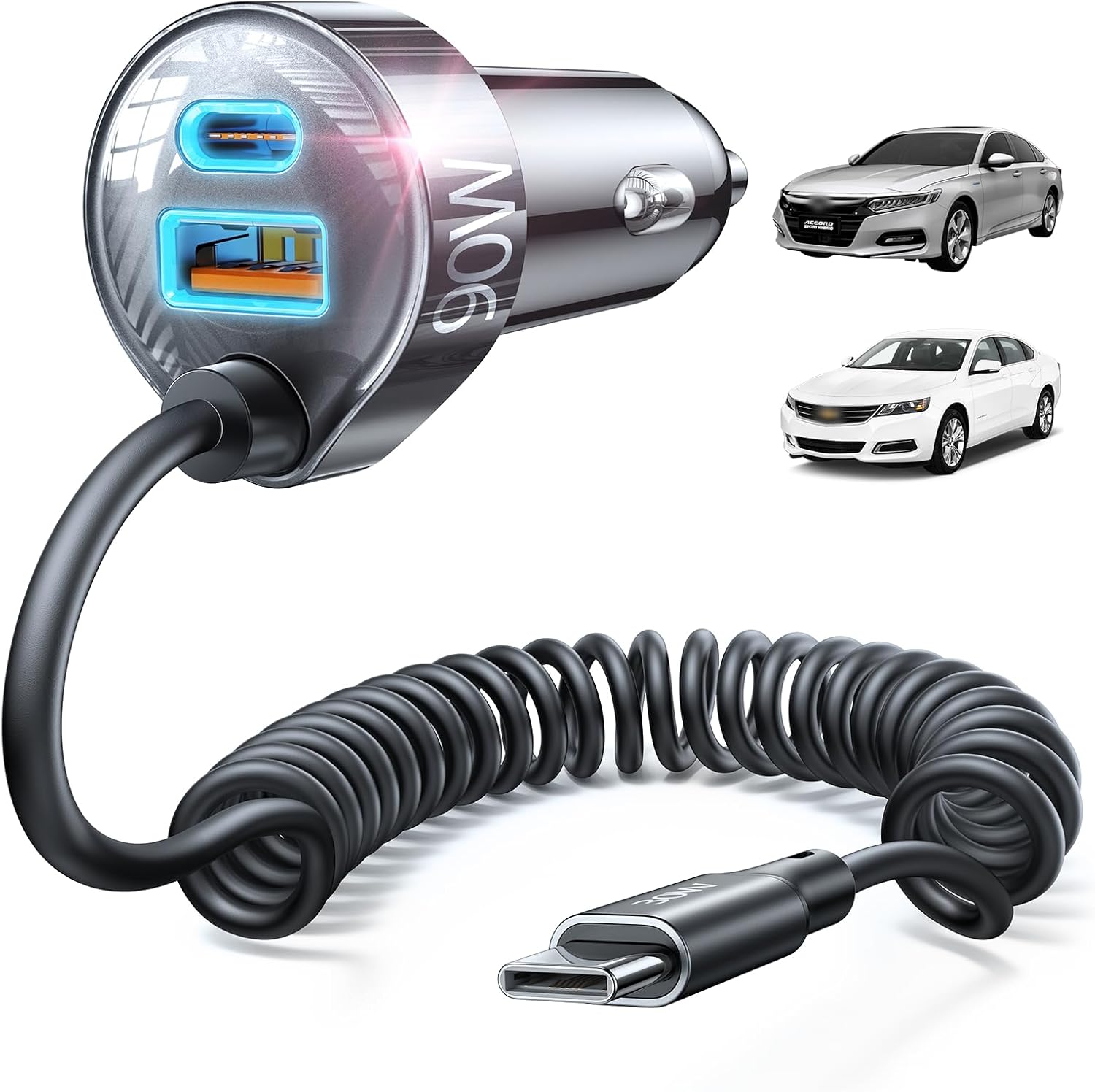 LISEN 90W for iPhone 17 16 15 Pro Max Car Charger USB C Fast Charge