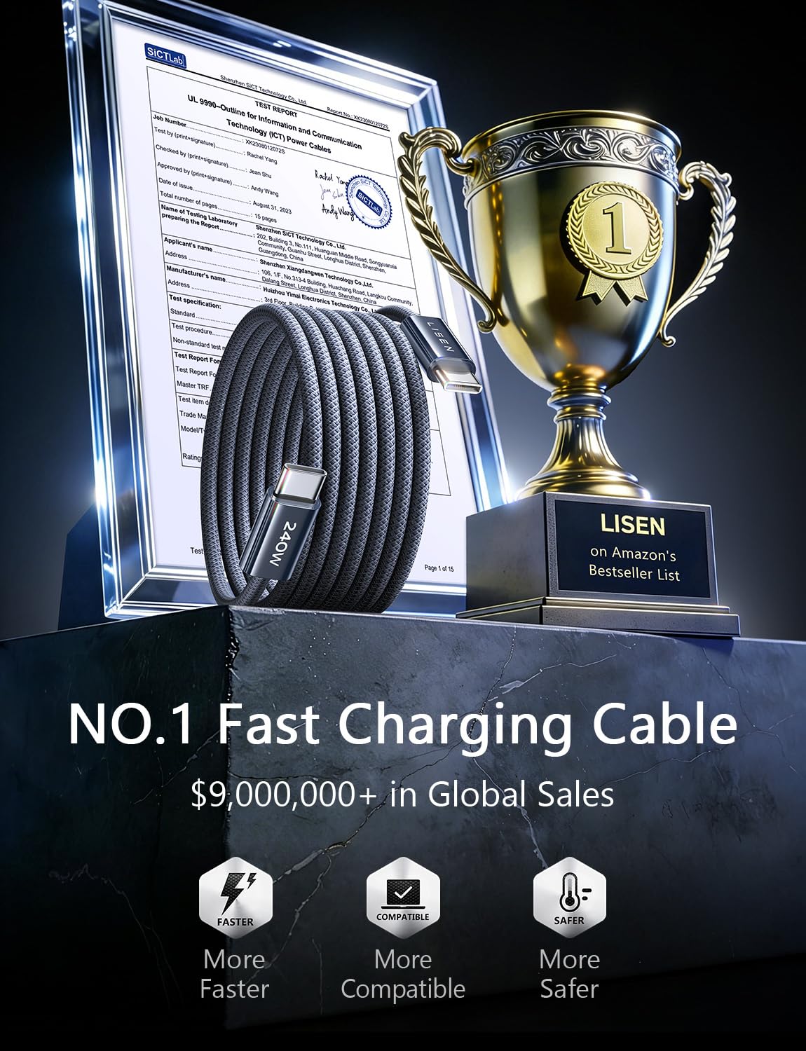 LISEN 240W USB C to USB C Cable