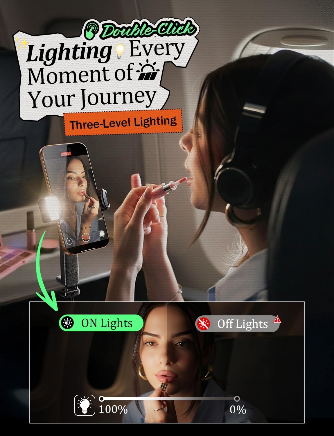 LISEN LED Travel Phone Holder Mount