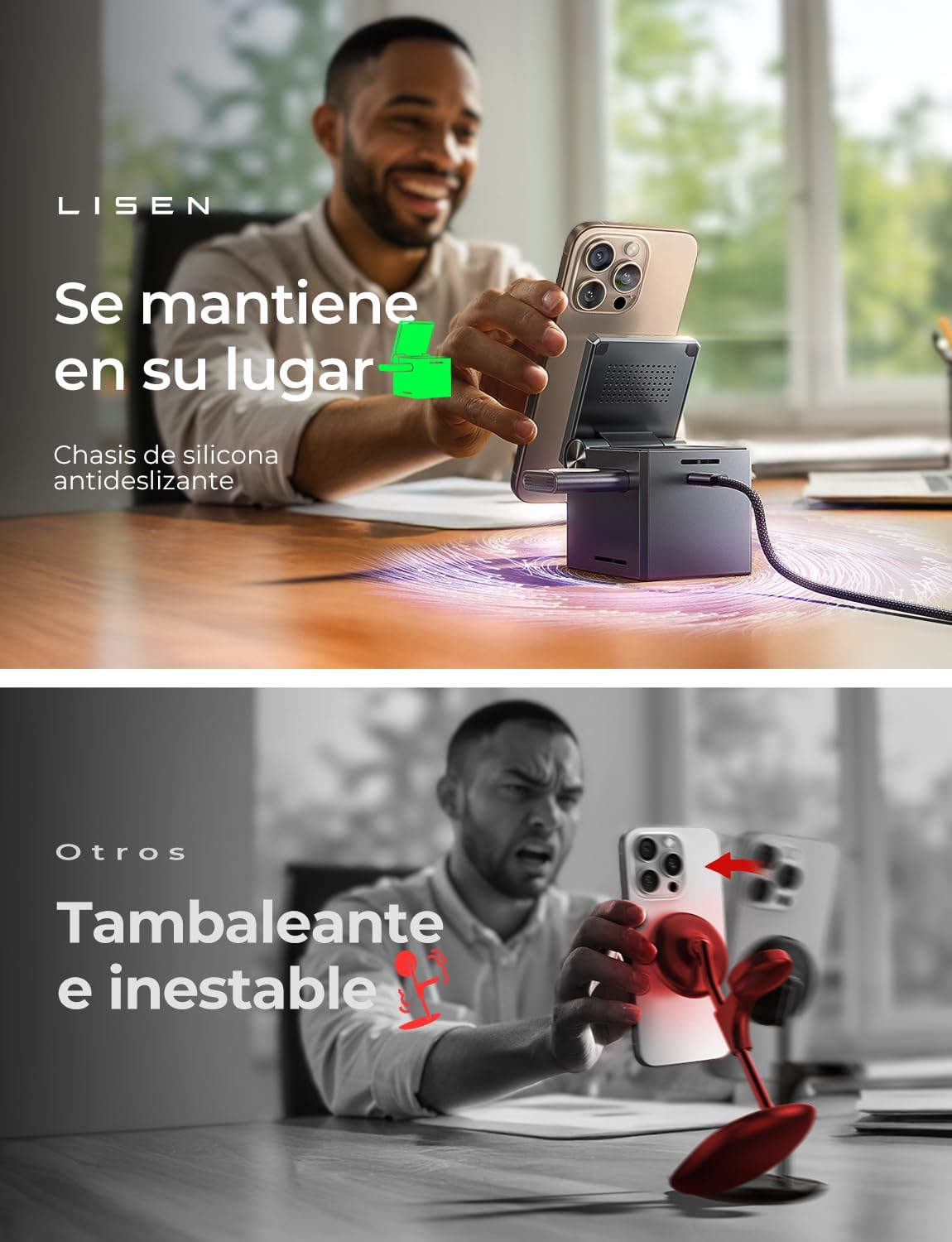 LISEN QI2 3 en 1 Cargador Inalámbrico Plegable Magnética