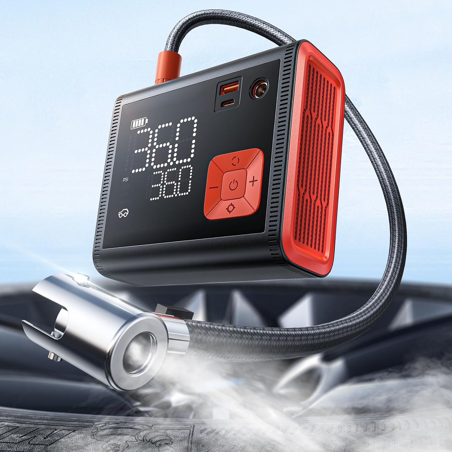 Lisen ポータブルタイヤインフレーター 車用 12V DC