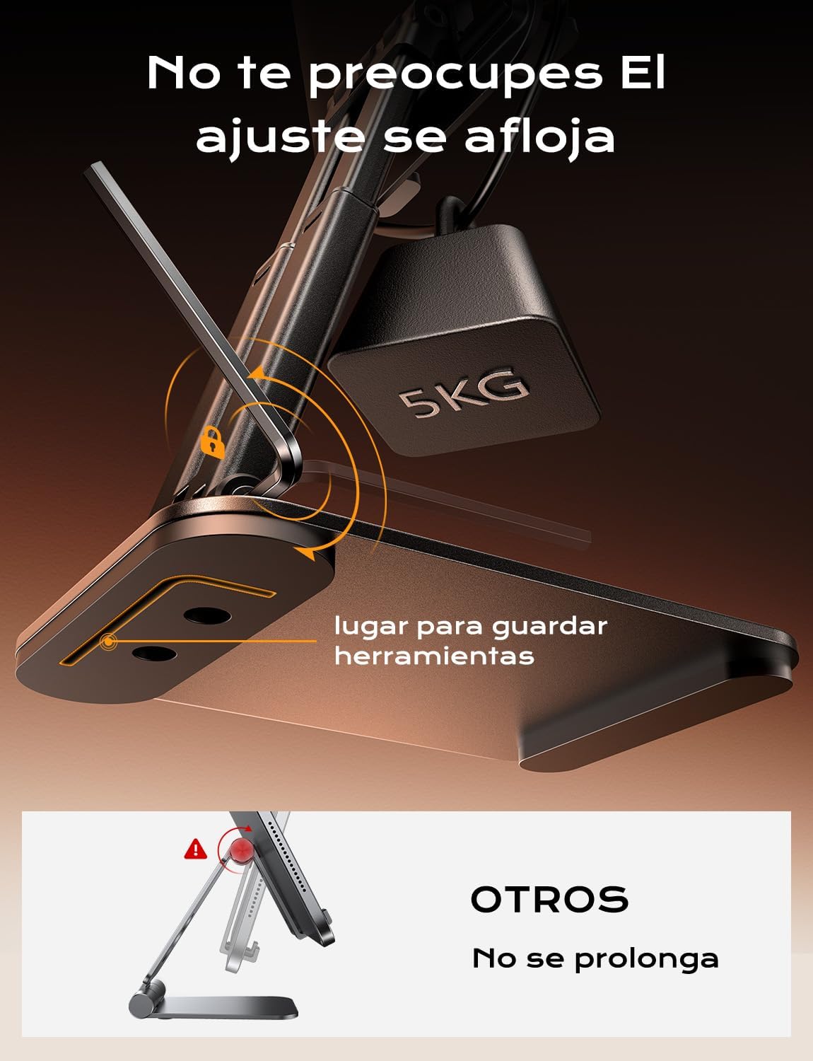 LISEN Soporte para iPad Tablet Totalmente Metálico, Universal Multiángulo Ajustable