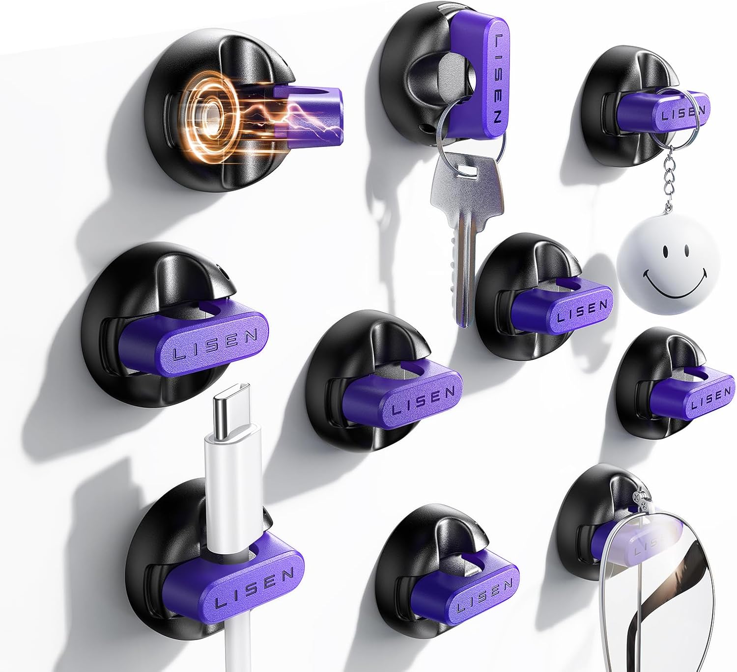 マグネット式ケーブルクリップ 10個パック