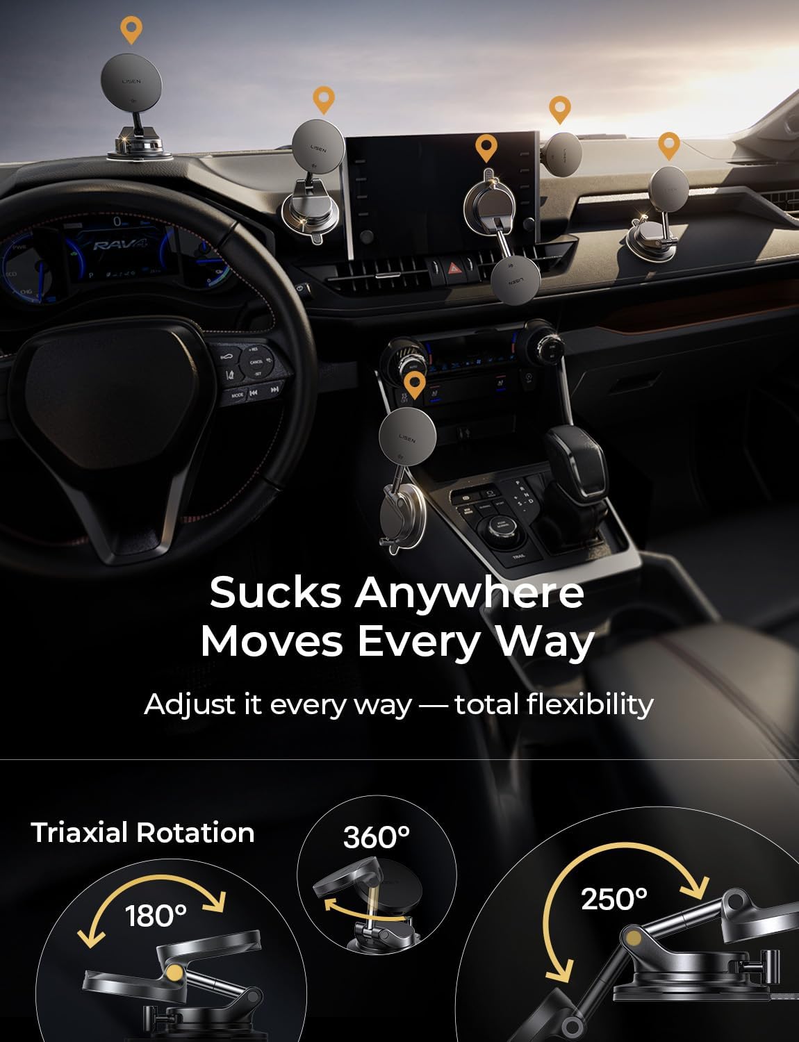 LISEN Qi2.2 25W Magsafe Car Mount Charger