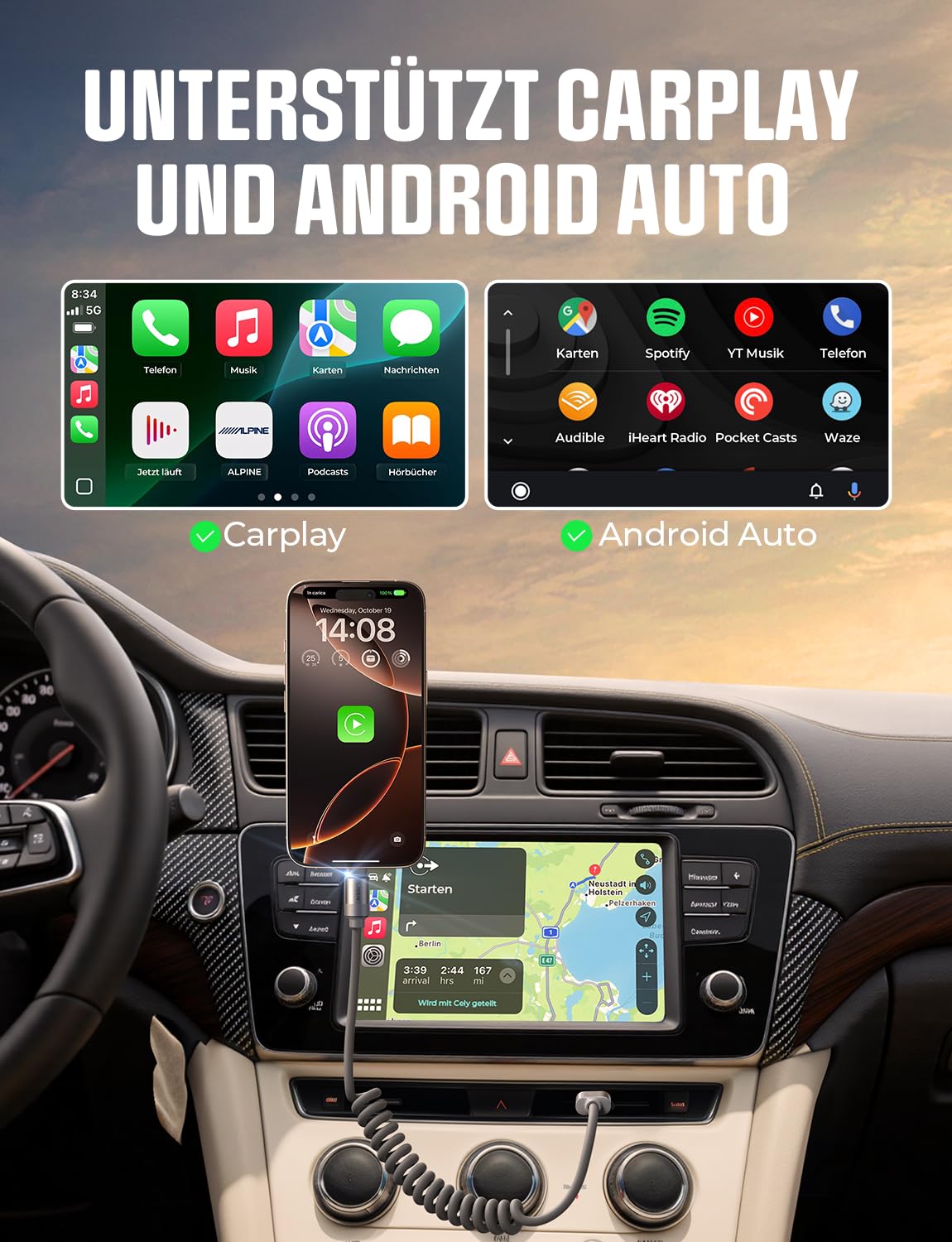 LISEN Aufgerolltes USB-C ケーブル 2 パック