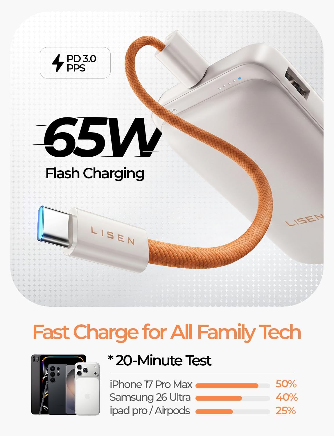 LISEN Qi2.2 25W für Magsafe Powerbank (Khaki)