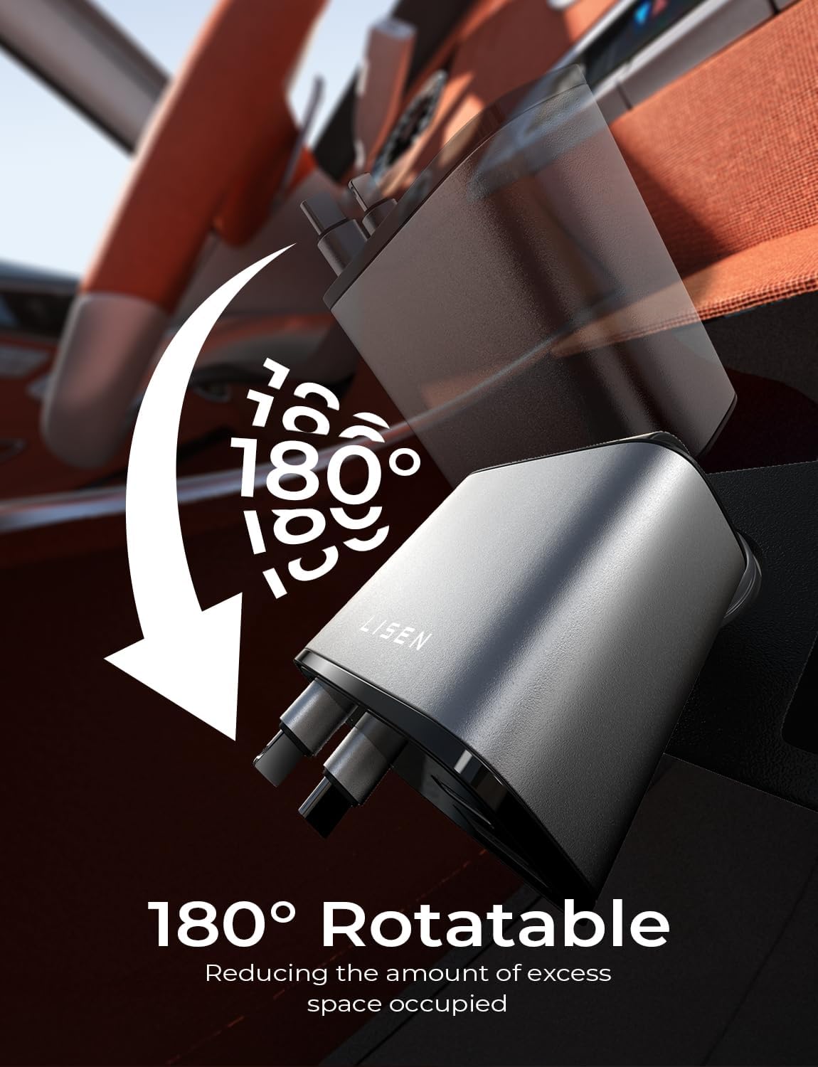 LISEN Retractable Car Charger 69W USB C
