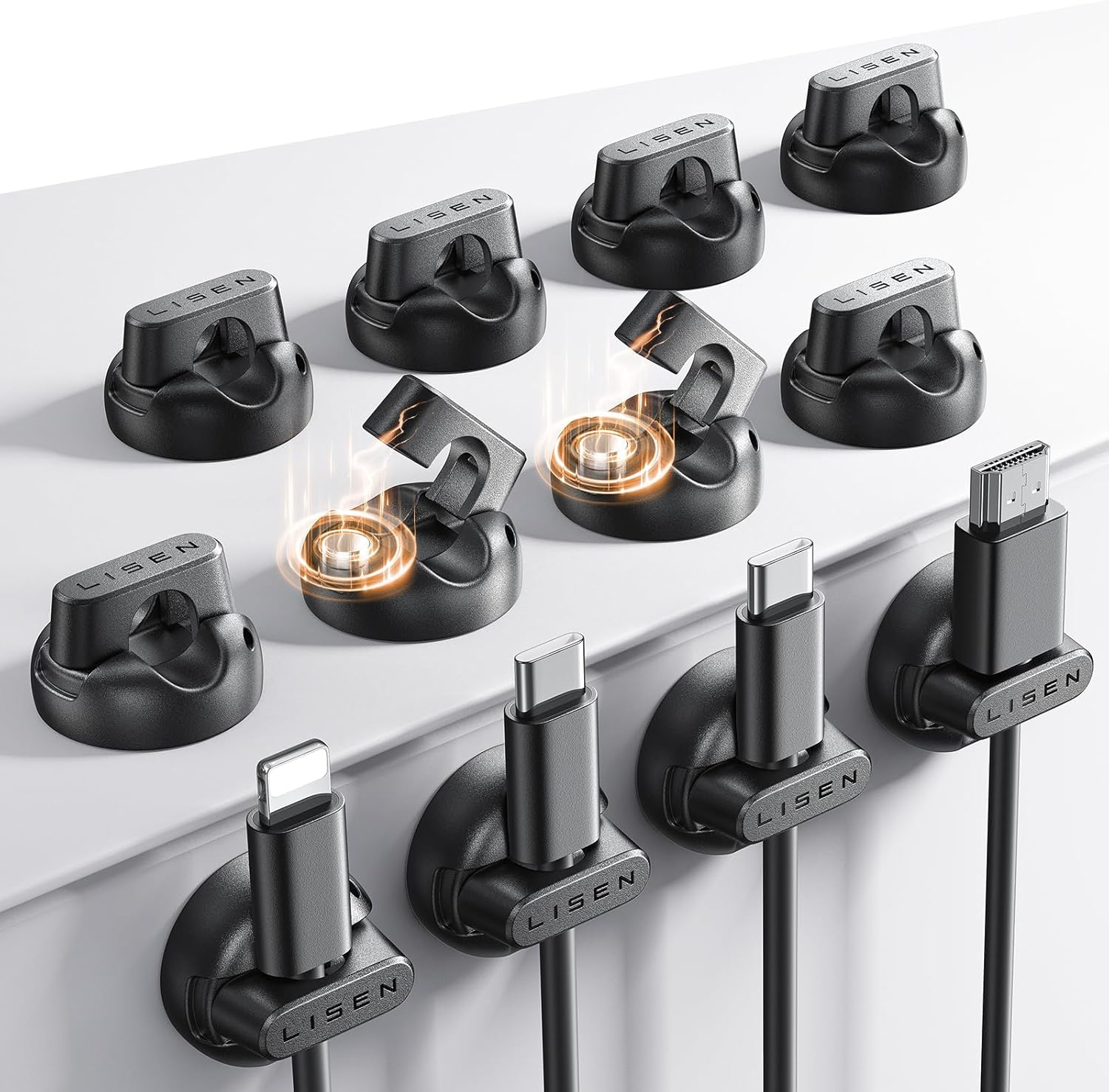 マグネット式ケーブルクリップ 12個パック