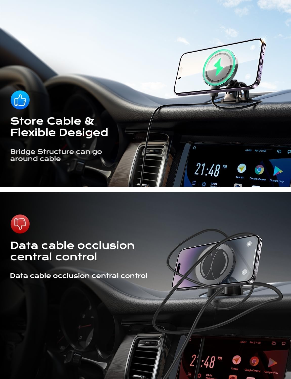 LISEN for MagSafe Car Mount Charger, 15W Wireless