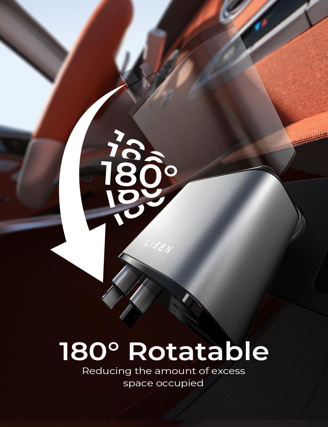 LISEN Long Retractable Car Charger 4 in 1 (47.2in Cable)