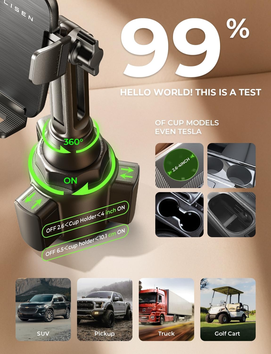 Lisen Getränkehalter-Handyhalterung fürs Auto