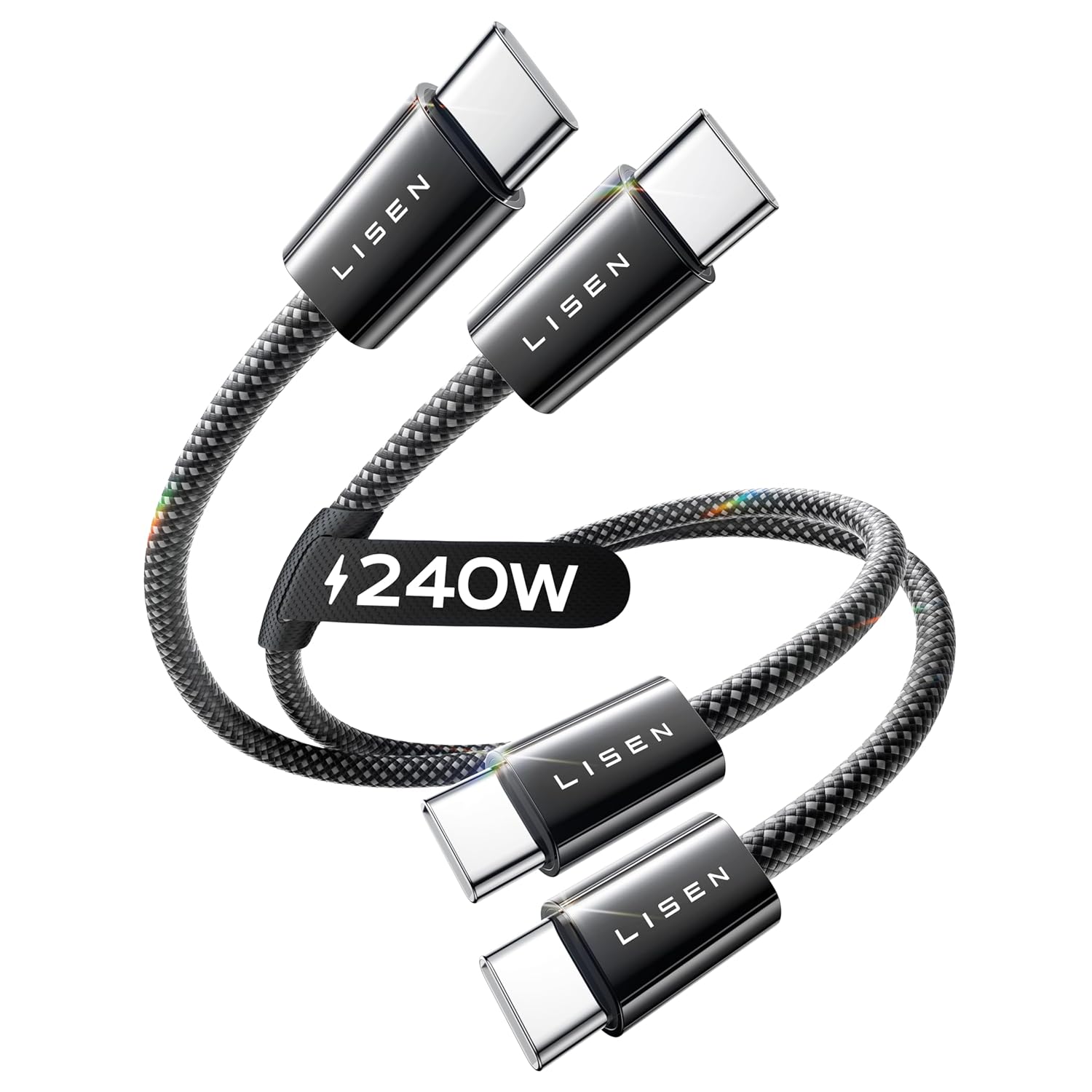LISEN 2 Pack 240W USB C to USB C Cable 0.5M Charger Cable Black