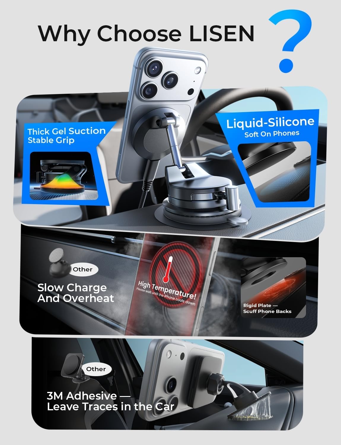 LISEN Car Phone Holder Retractable