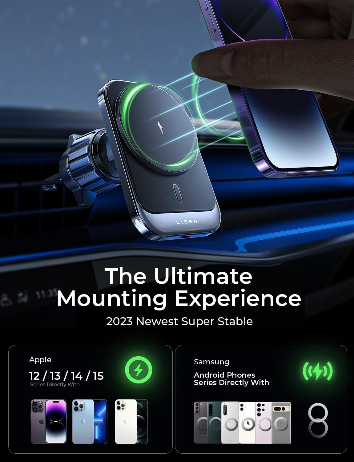 Lisen MagSafe 車載ベントマウント充電器