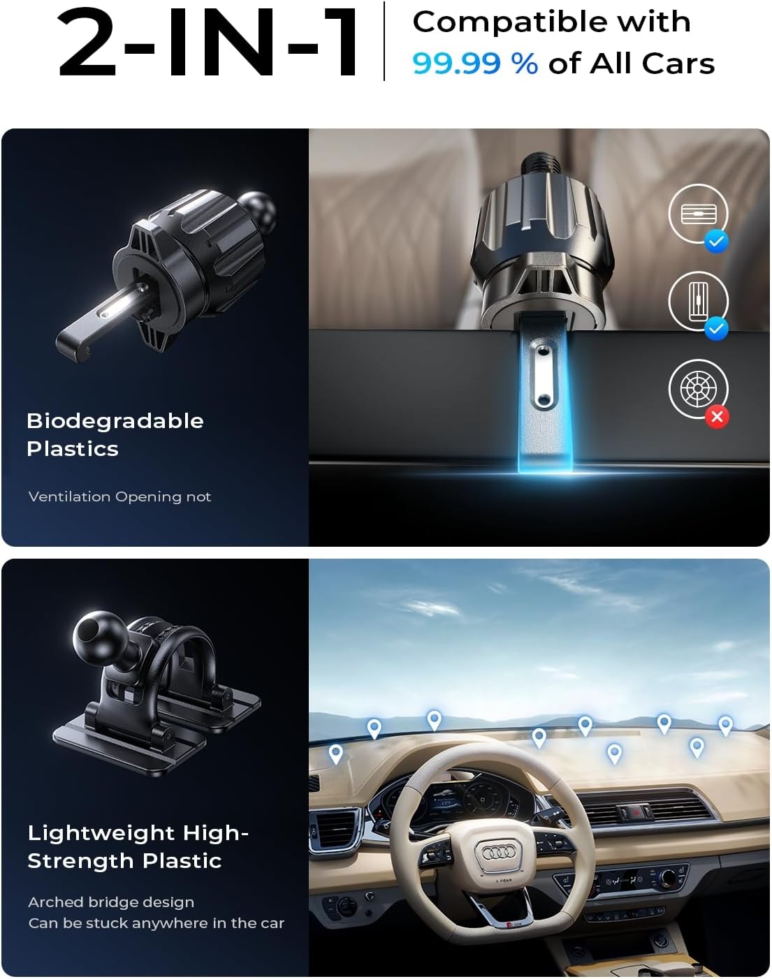 LISEN for MagSafe Car Mount Charger, 15W Wireless
