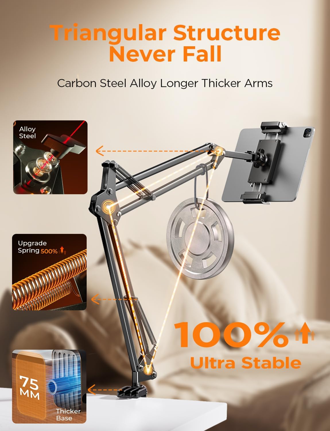 LISEN Tablet Stand iPad Stand for Desk & Bed